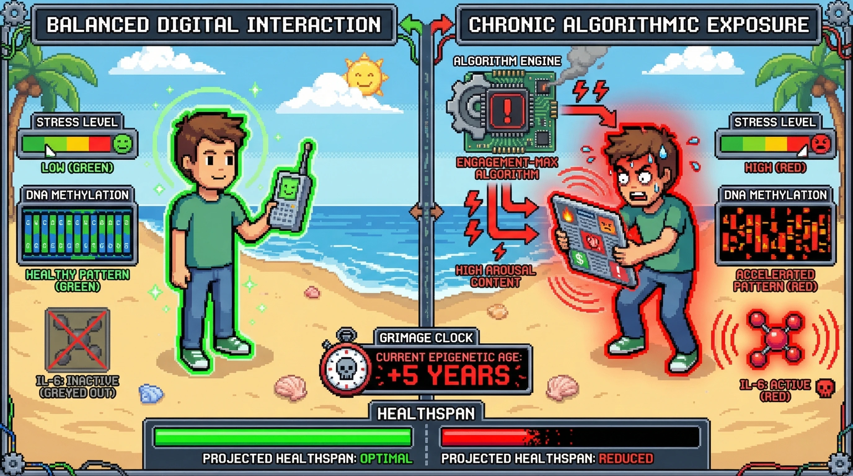 Infographic for: The Algorithmic Allostatic Load: Does Chronic Algorithmic Curation Accelerate Epigenetic Aging?