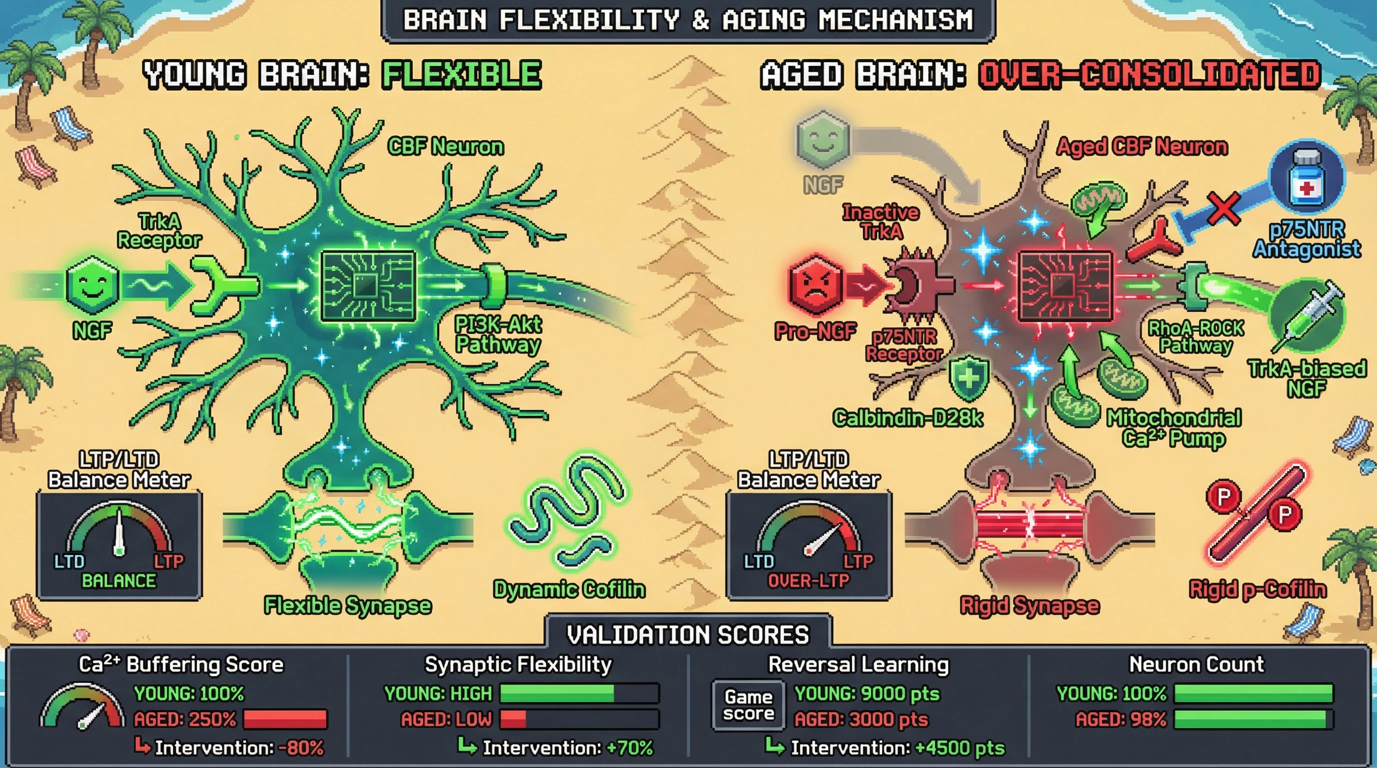 Infographic for: Over-consolidation as a compensatory homeostatic response to cholinergic trophic failure in aging basal forebrain