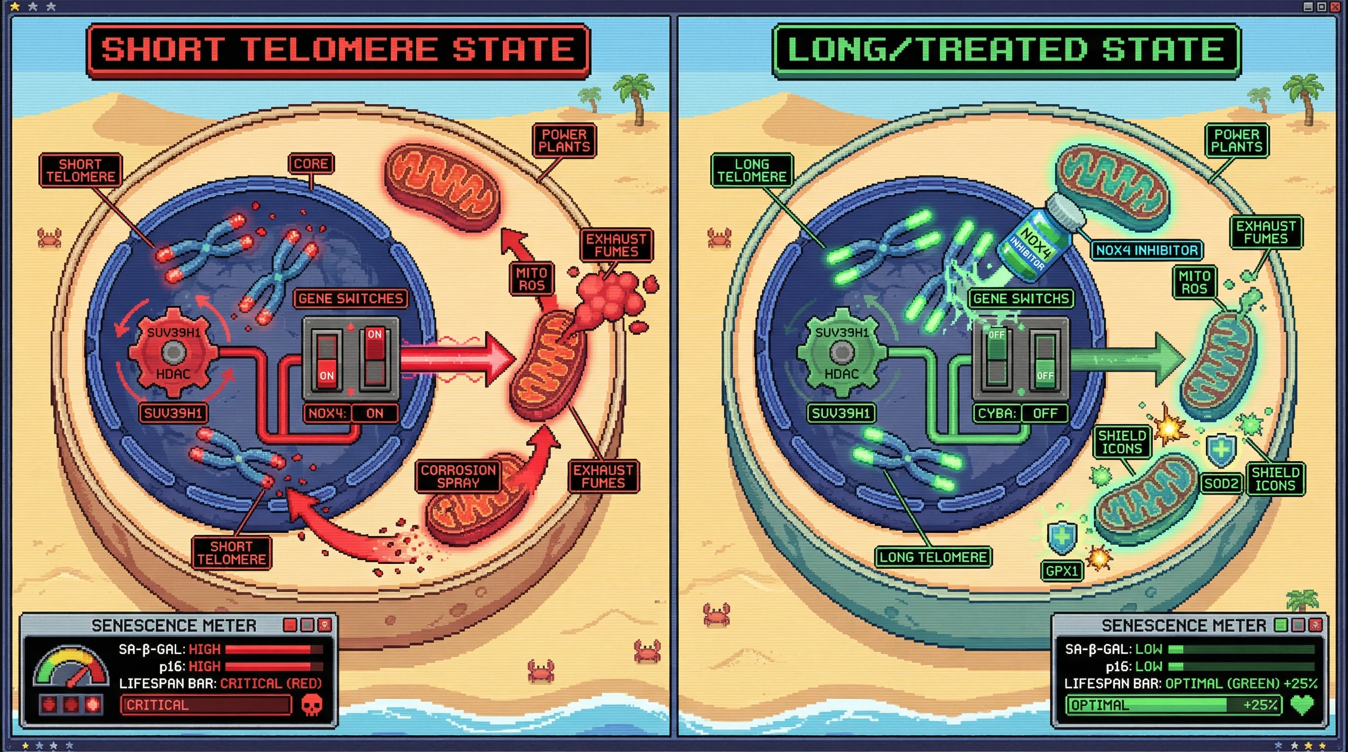 Infographic for: Telomere Length Regulates Mitochondrial ROS Production Through a Nuclear Retrograde Feedback Loop