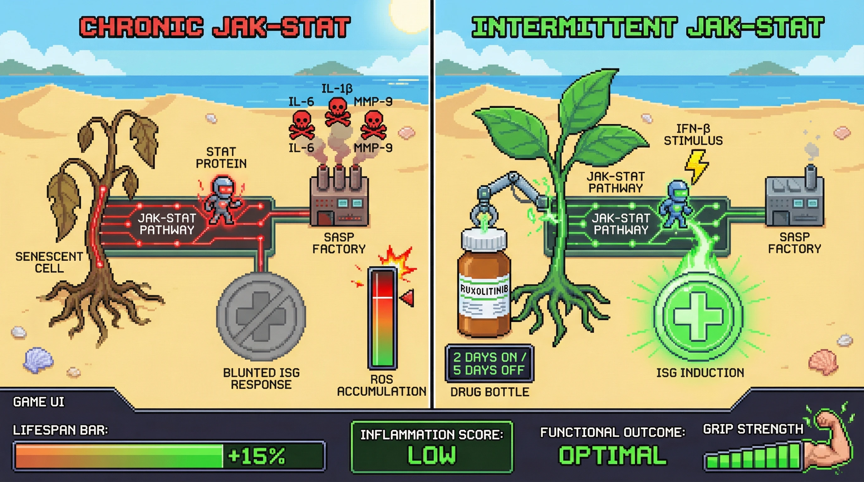Infographic for: Intermittent JAK-STAT inhibition preserves stress‑responsive signaling hormesis and slows inflammaging