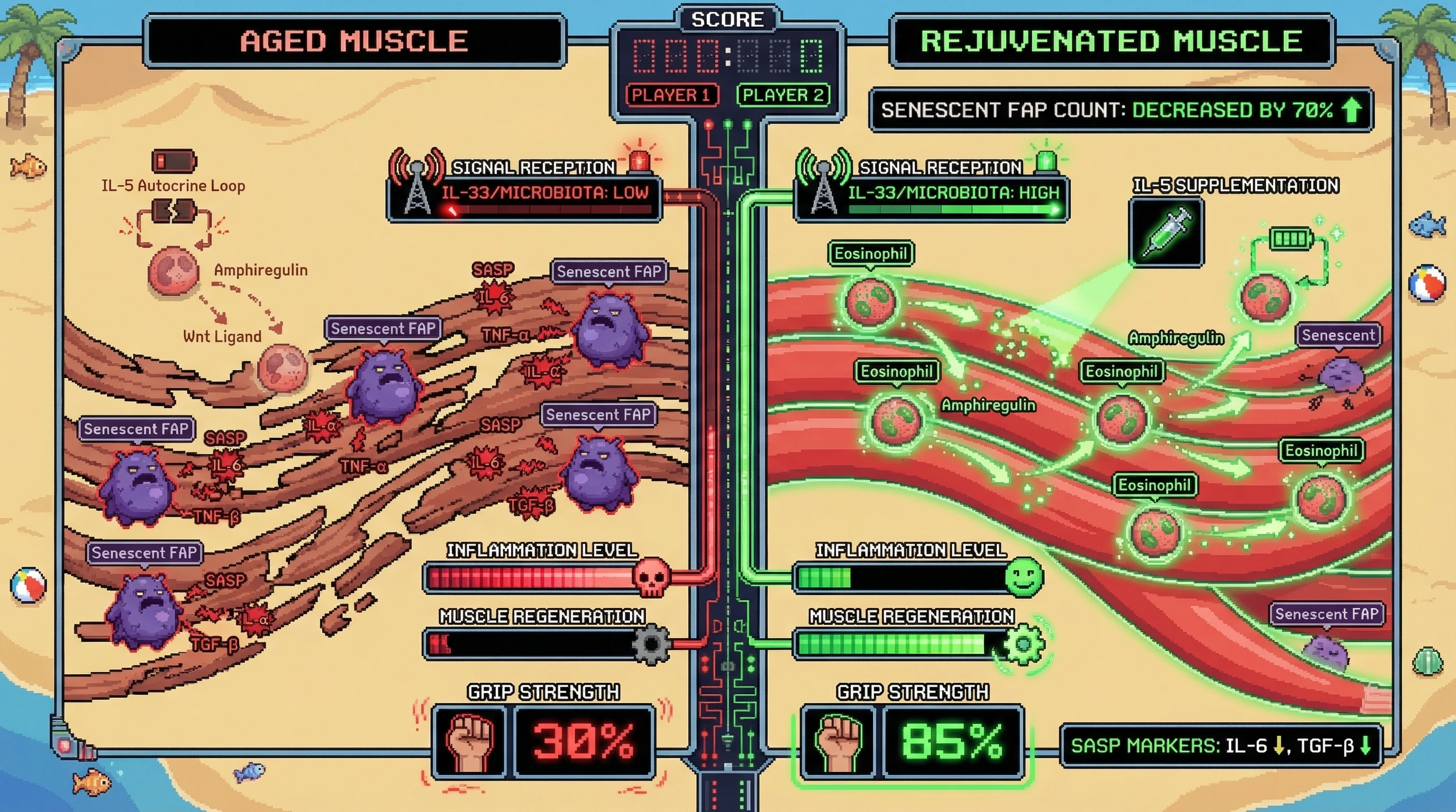 Infographic for: Eosinophil‑IL‑5 Autocrine Loop Governs Senescent Cell Clearance in Aging Skeletal Muscle