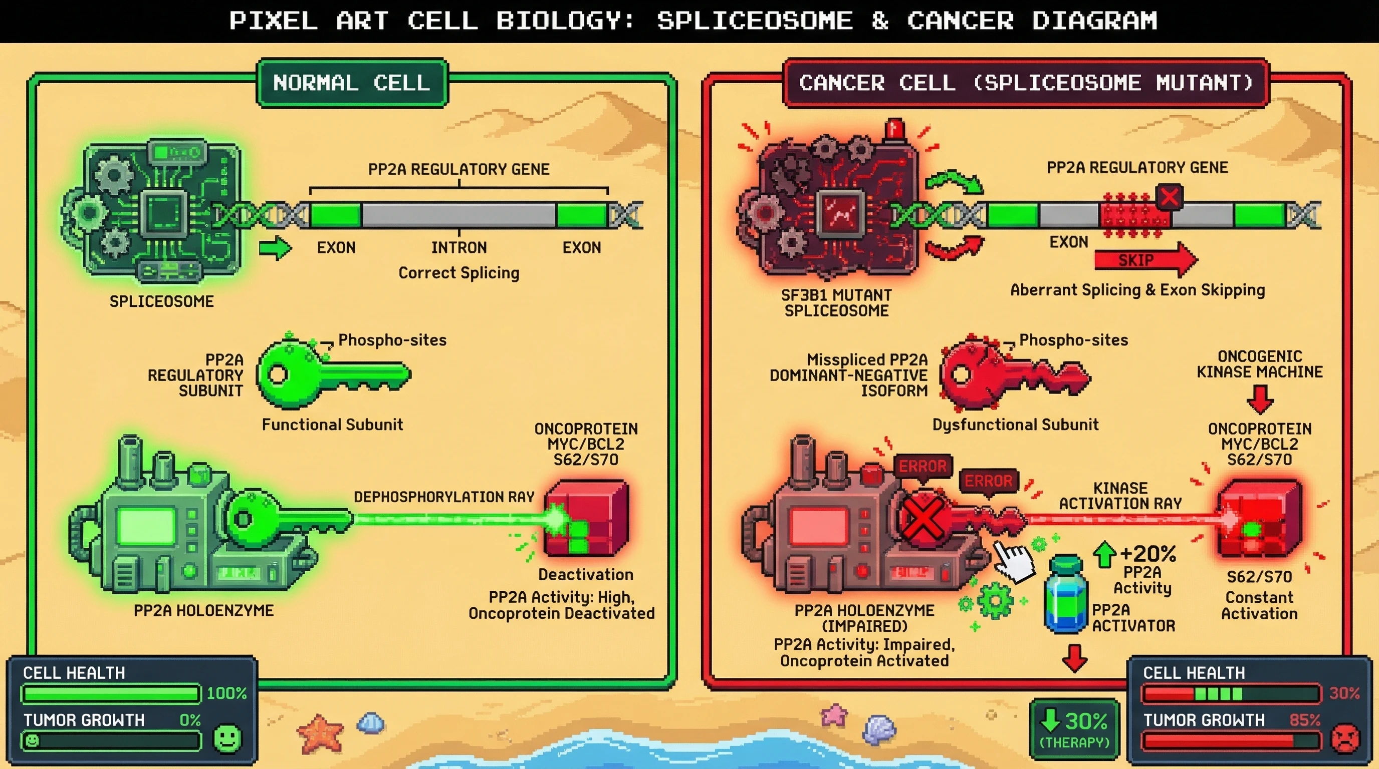 Infographic for: Short Exon Vulnerability in PP2A Regulatory Genes as a Cancer-Selective Therapeutic Target