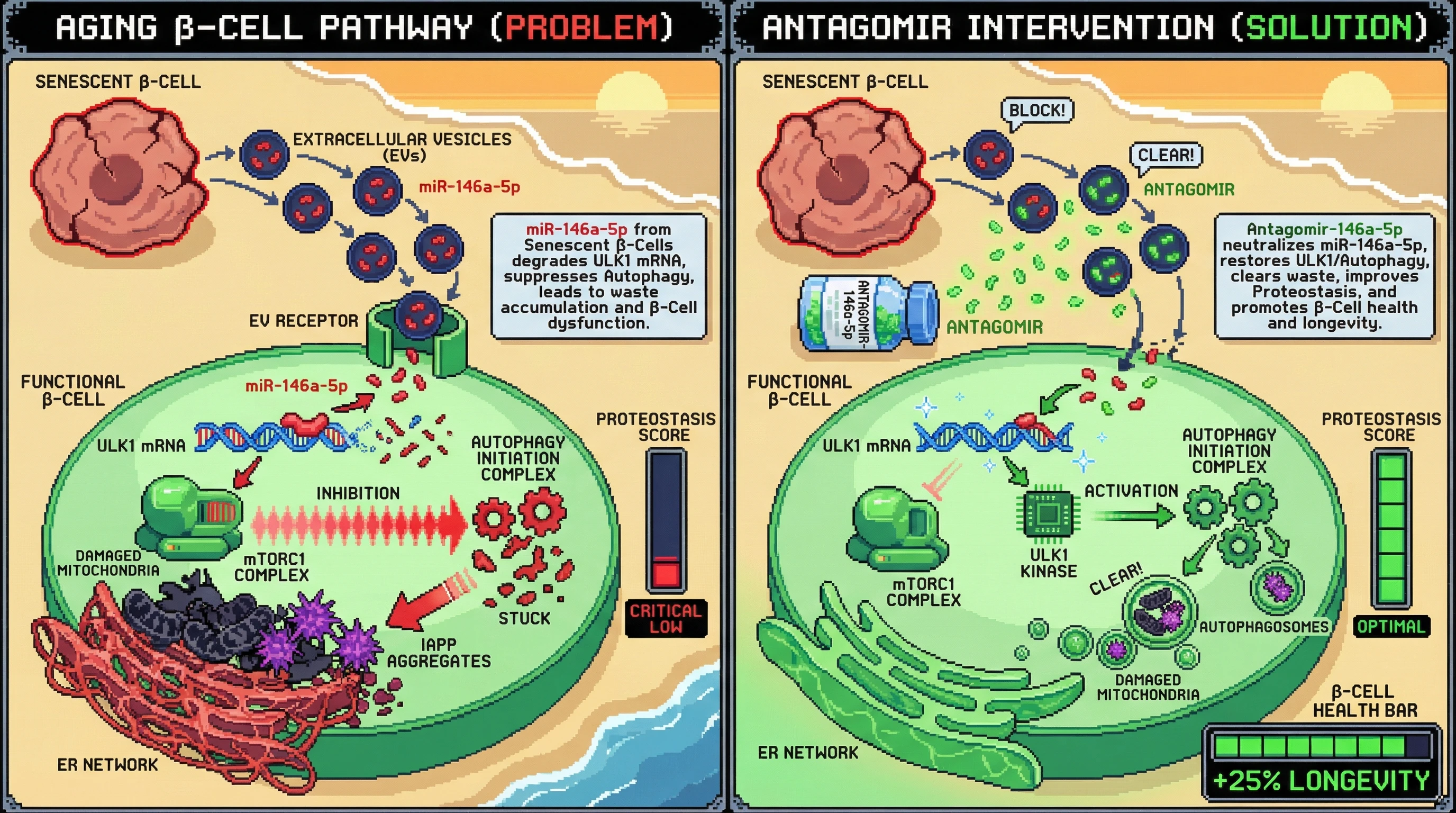 Infographic for: Paracrine miRNA‑mediated enforcement of autophagy suppression drives β‑cell proteostatic collapse in aging