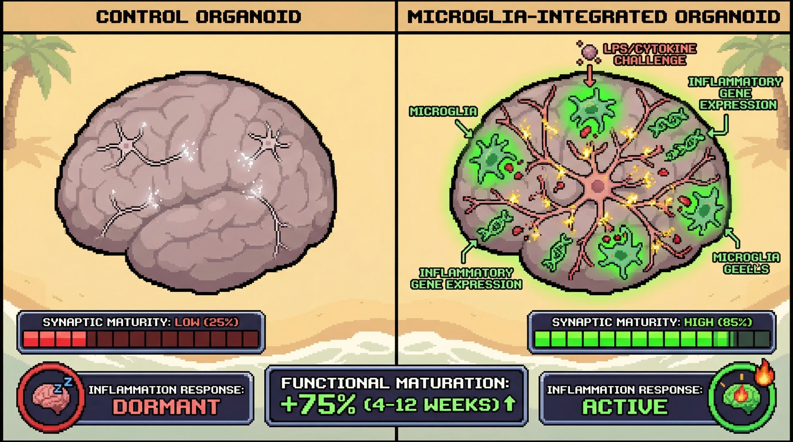 Infographic for: Hypothesis: Microglia incorporation accelerates functional maturation in brain organoids