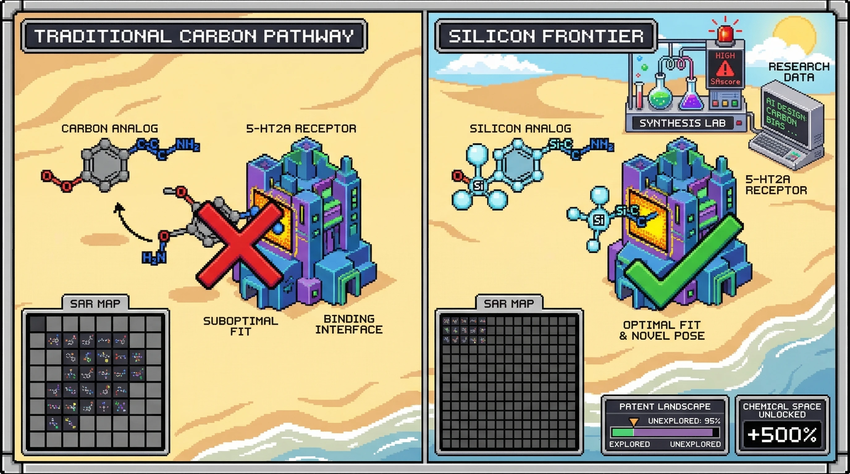 Infographic for: Silicon-Carbon Bioisosterism Unlocks SAR Space Impossible Through Traditional Substitutions