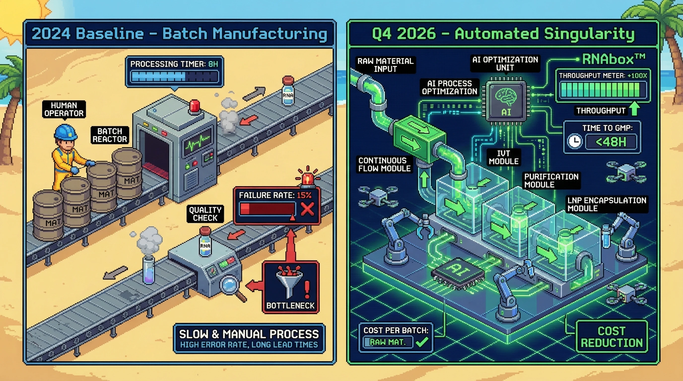Infographic for: Continuous Biotech Manufacturing Reaches 100x Throughput by Q4 2026 — The Automation Singularity