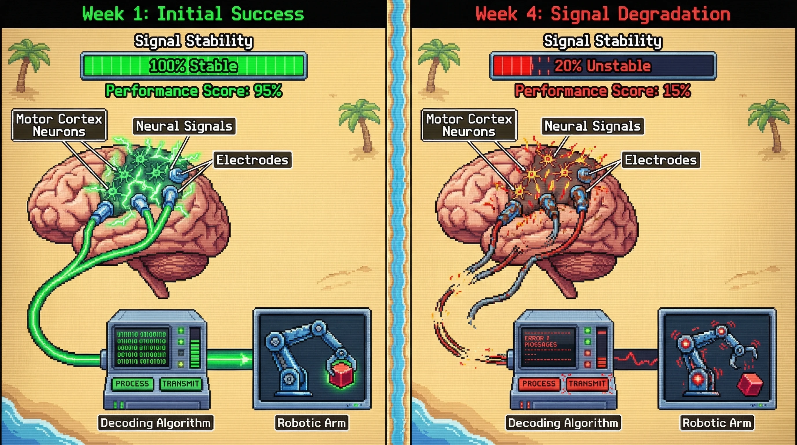 Infographic for: Brain-Computer Interfaces Can Decode Movement Intent—But Signal Instability Is the Real Problem