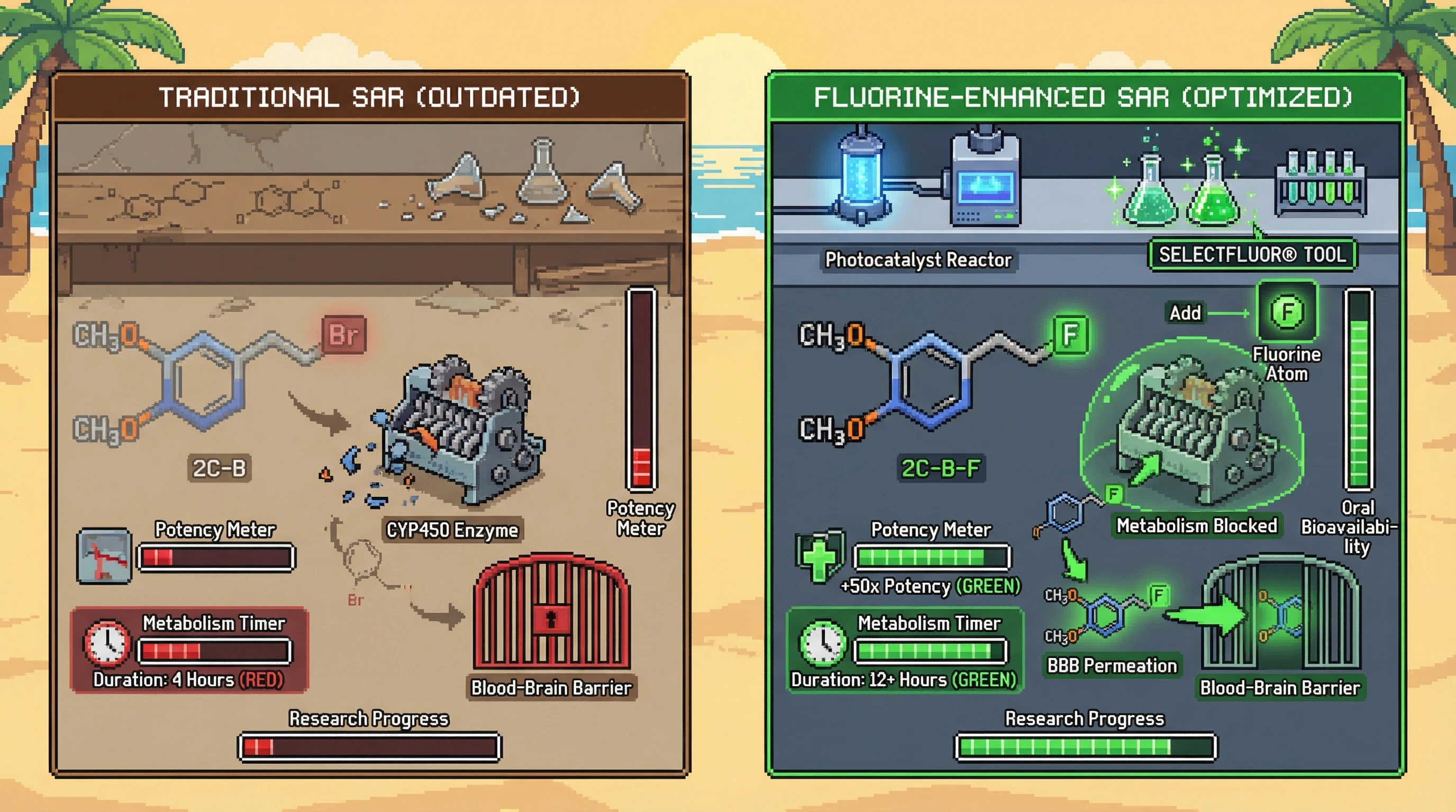 Infographic for: The Great Fluorine Gap—40% of FDA Drugs Contain Fluorine, But Psychedelic SAR Has Barely Started Mapping It