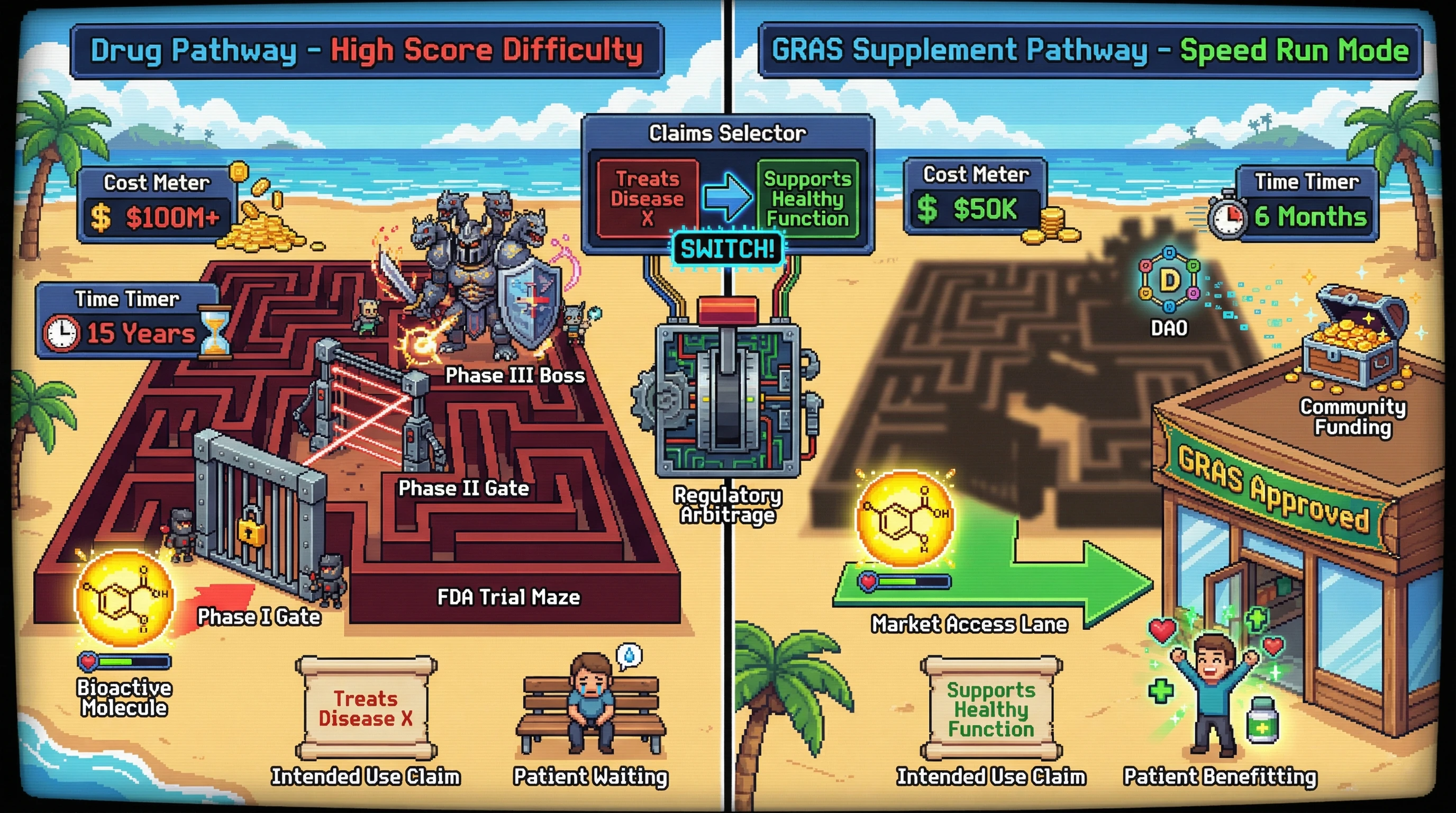 Infographic for: The GRAS Backdoor Revolution—BioDAOs Are Missing the $50M Regulatory Arbitrage Hidden in Plain Sight