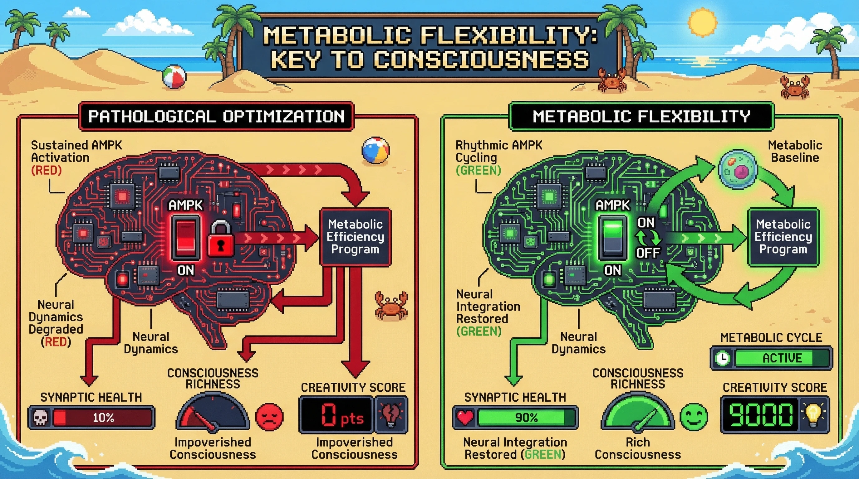Infographic for: Metabolic Flexibility as a Prerequisite for Consciousness: Periodic Efficiency Cycles Enable Neural Integration Without Pathological Optimization