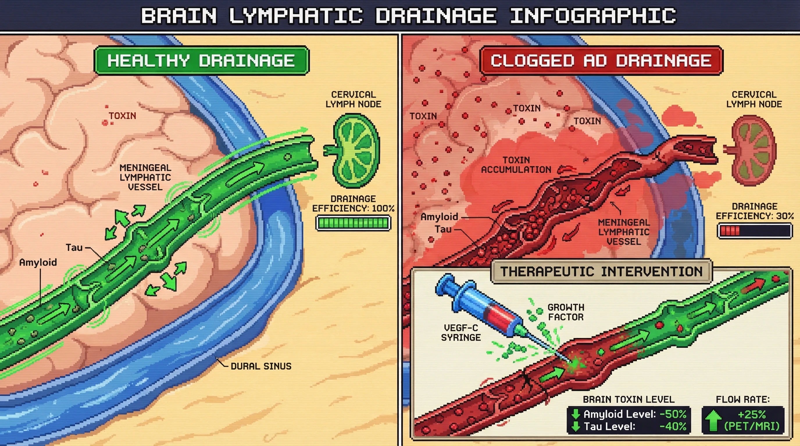 Infographic for:  Meningeal Lymphatic Hypothesis On Alzheimer's Disease