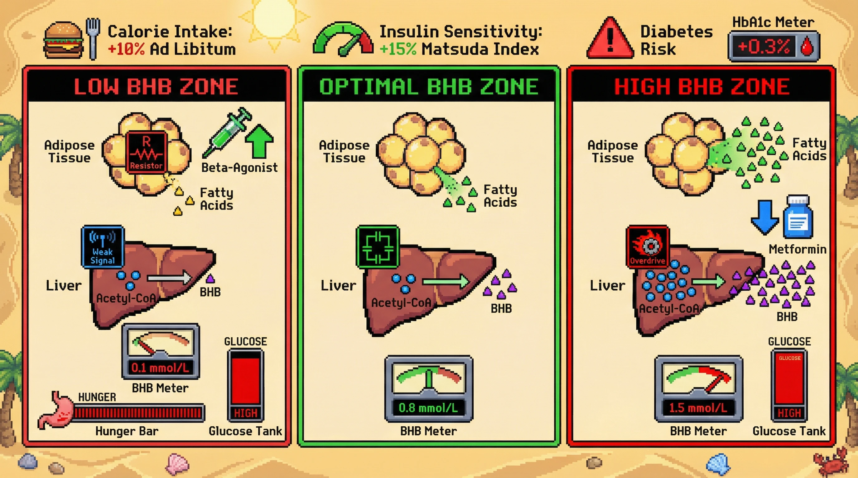 Infographic for: Adaptive Ketone Threshold Hypothesis: Individualized Fasting Ketone Targets Predict Metabolic Flexibility Gains Beyond Caloric Deficit