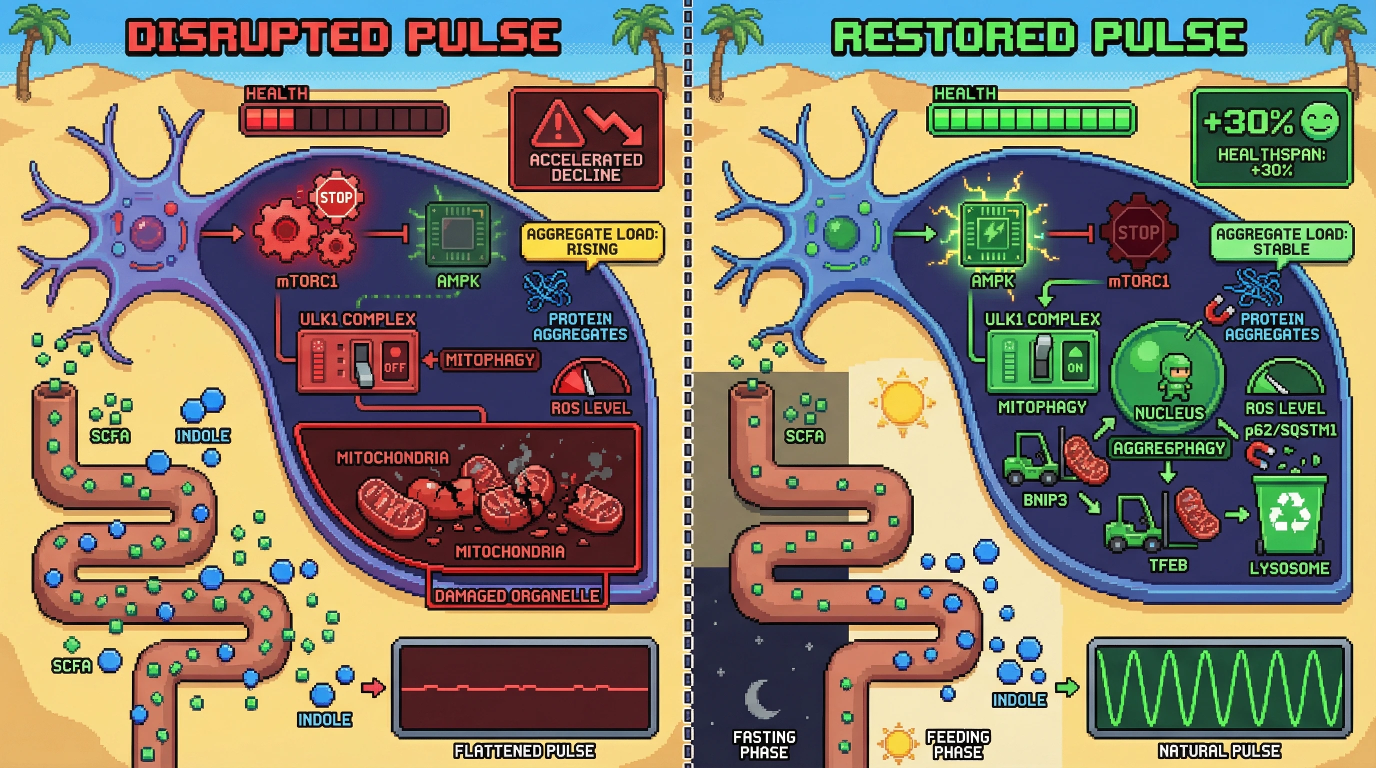 Infographic for: Timed Gut Metabolite Pulses Dictate the Hierarchical Autophagy Sequence in Neurons