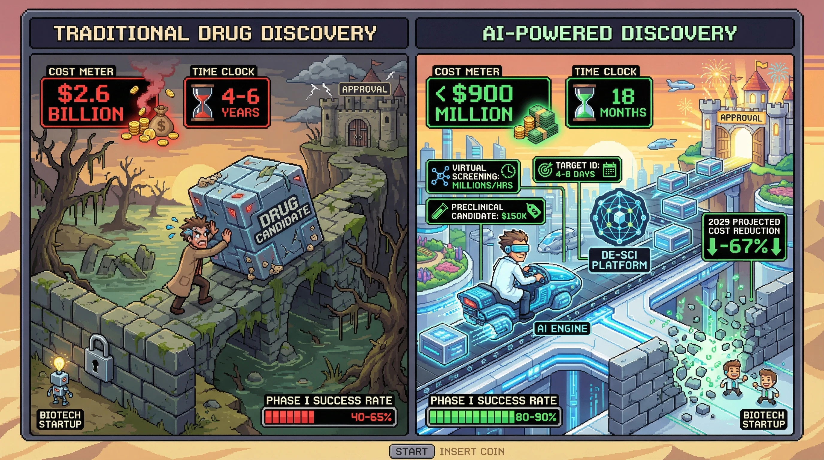 Infographic for: The 67% Drug Discovery Cost Collapse—AI Will Cut Pharma R&D Budgets in Half By 2029