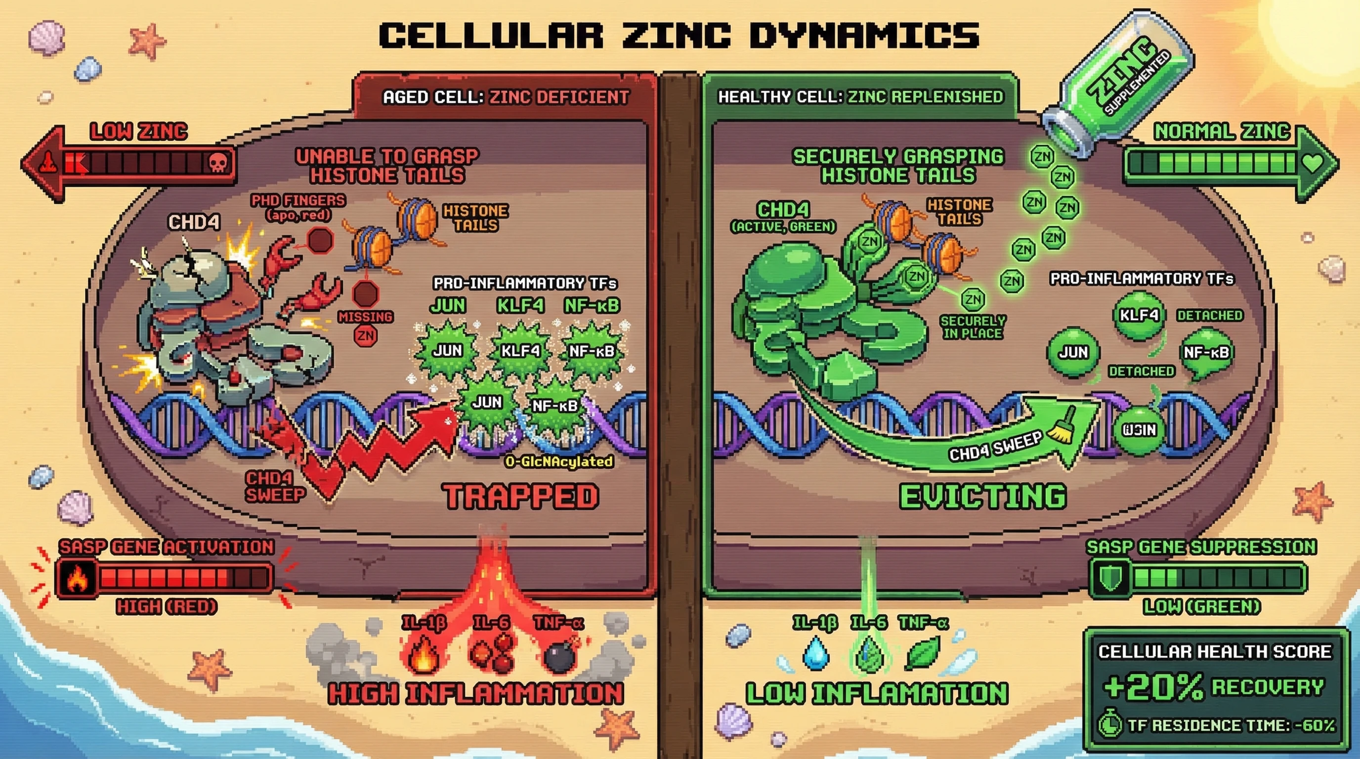 Infographic for: Zinc-Dependent PHD Finger Integrity in CHD4: The Mechanistic Bridge Between Age-Related Zinc Deficiency and Runaway SASP Transcription