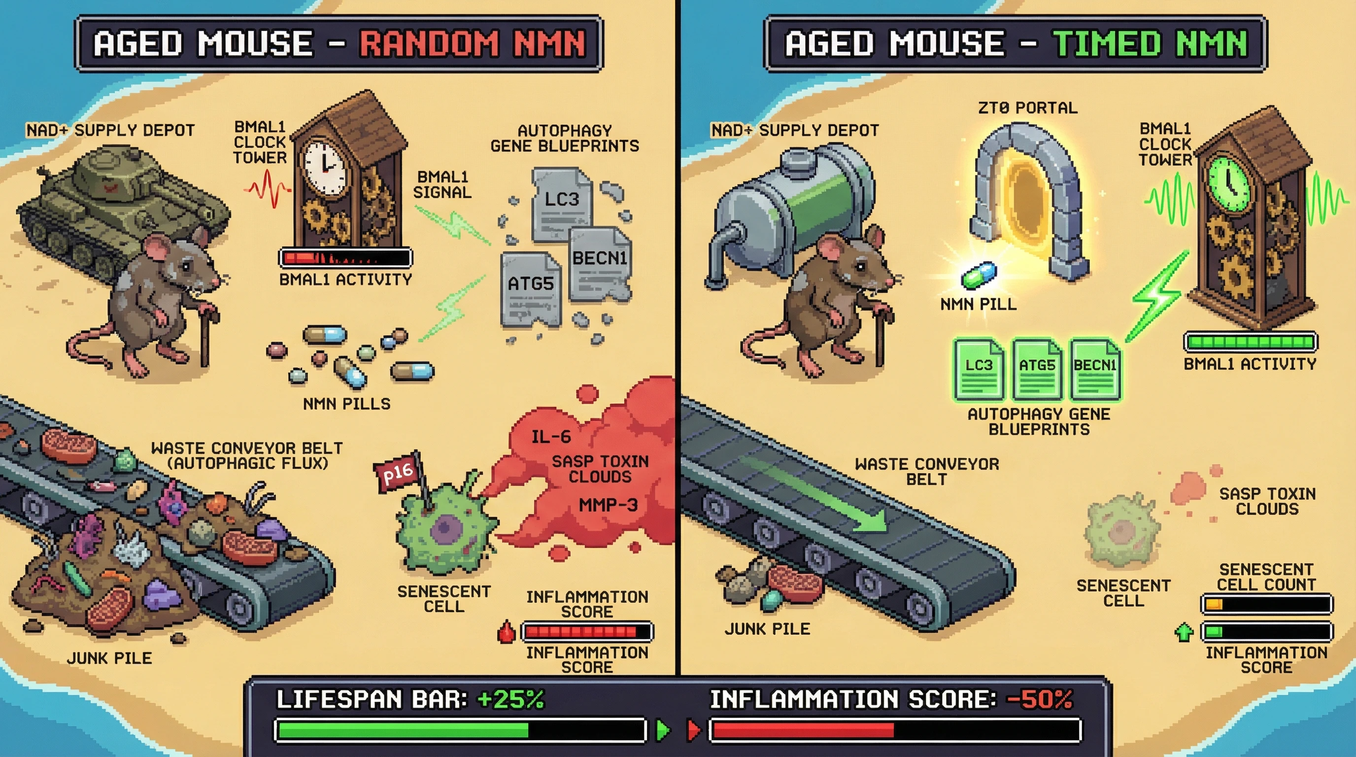 Infographic for: Circadian gating of senescent cell clearance via BMAL1‑dependent autophagy