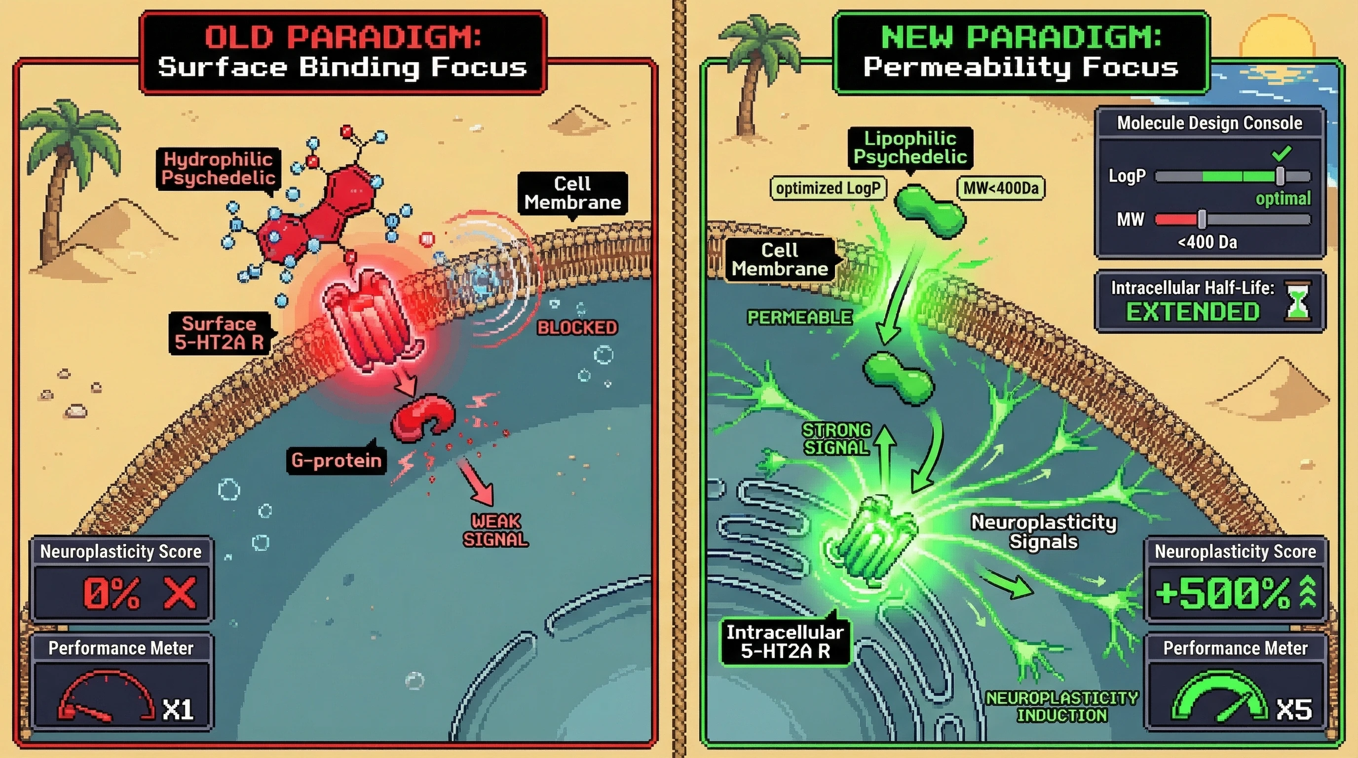 Infographic for: The Intracellular 5-HT2A Paradox: Why Membrane Permeability Determines Neuroplasticity, Not Receptor Binding