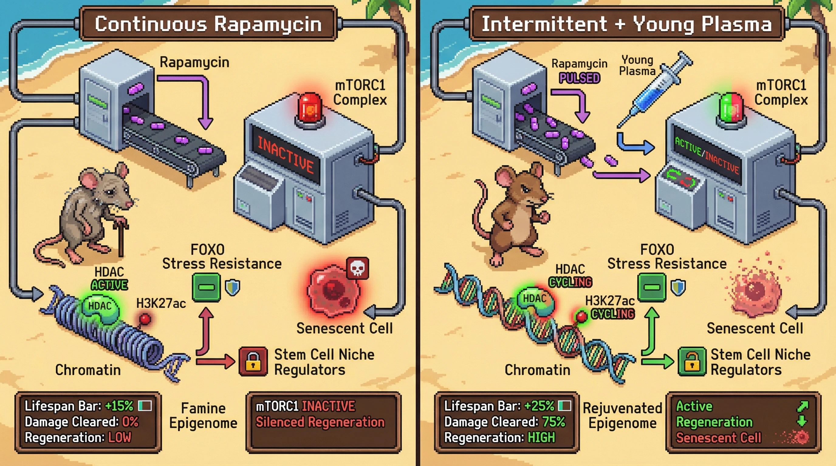 Infographic for: Rapamycin‑Induced Famine Epigenome Can Be Cycled to Permit Genuine Rejuvenation