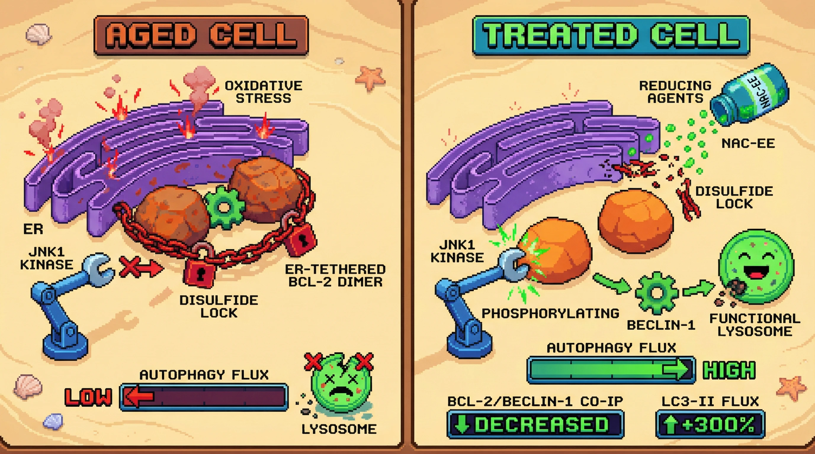 Infographic for: ER‑tethered BCL‑2 sustains autophagy suppression in aging by resisting JNK1‑mediated release