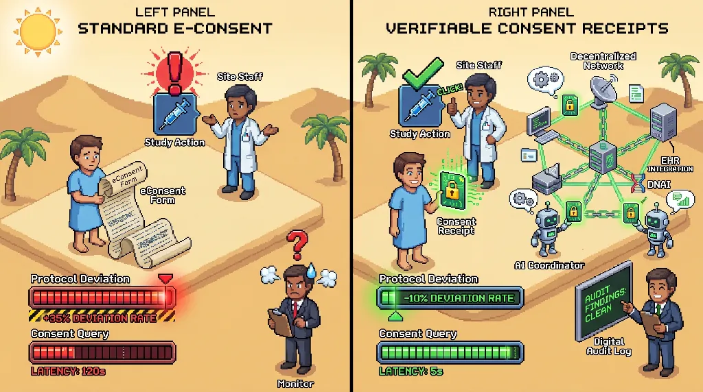Infographic for: Verifiable consent receipts could lower protocol deviation in decentralized autoimmune trials