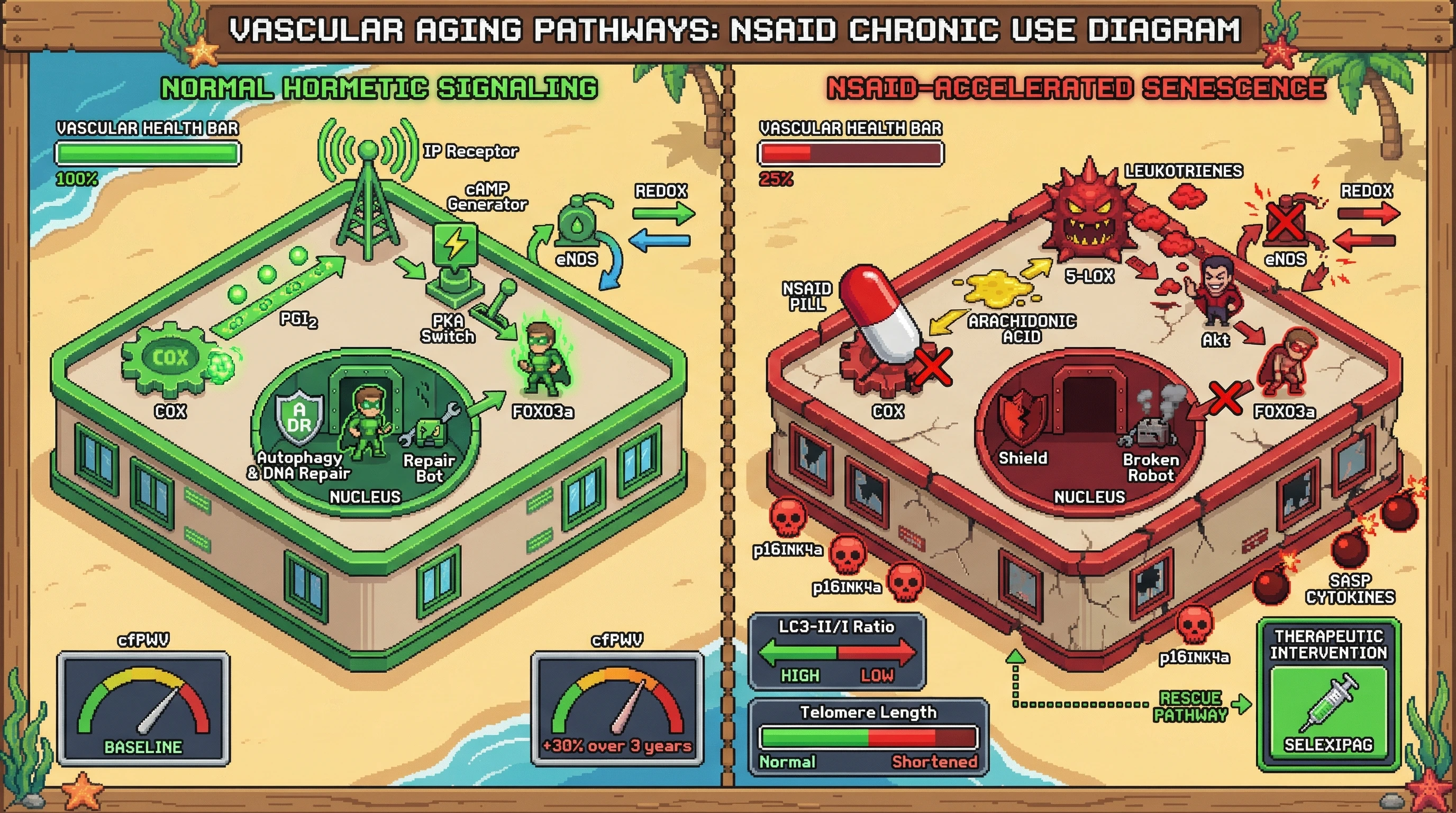 Infographic for: Chronic NSAID‑Induced Silencing of Prostacyclin‑Mediated Hormetic Signaling Accelerates Vascular Senescence