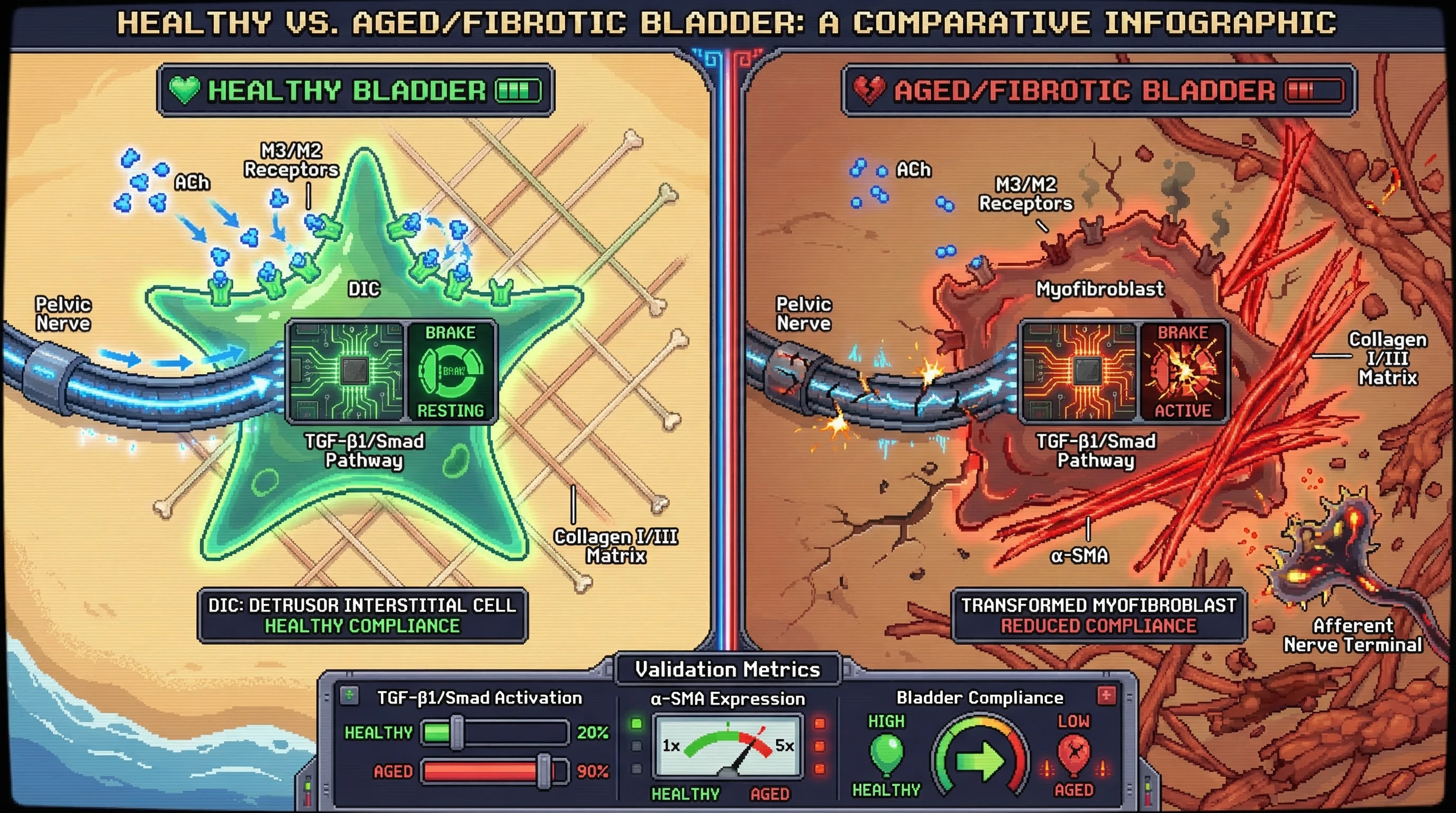 Infographic for: The Denervation-Fibrosis Feedback Loop: Does Autonomic Withdrawal Drive TGF-β1 Mediated Myofibroblast Transformation?
