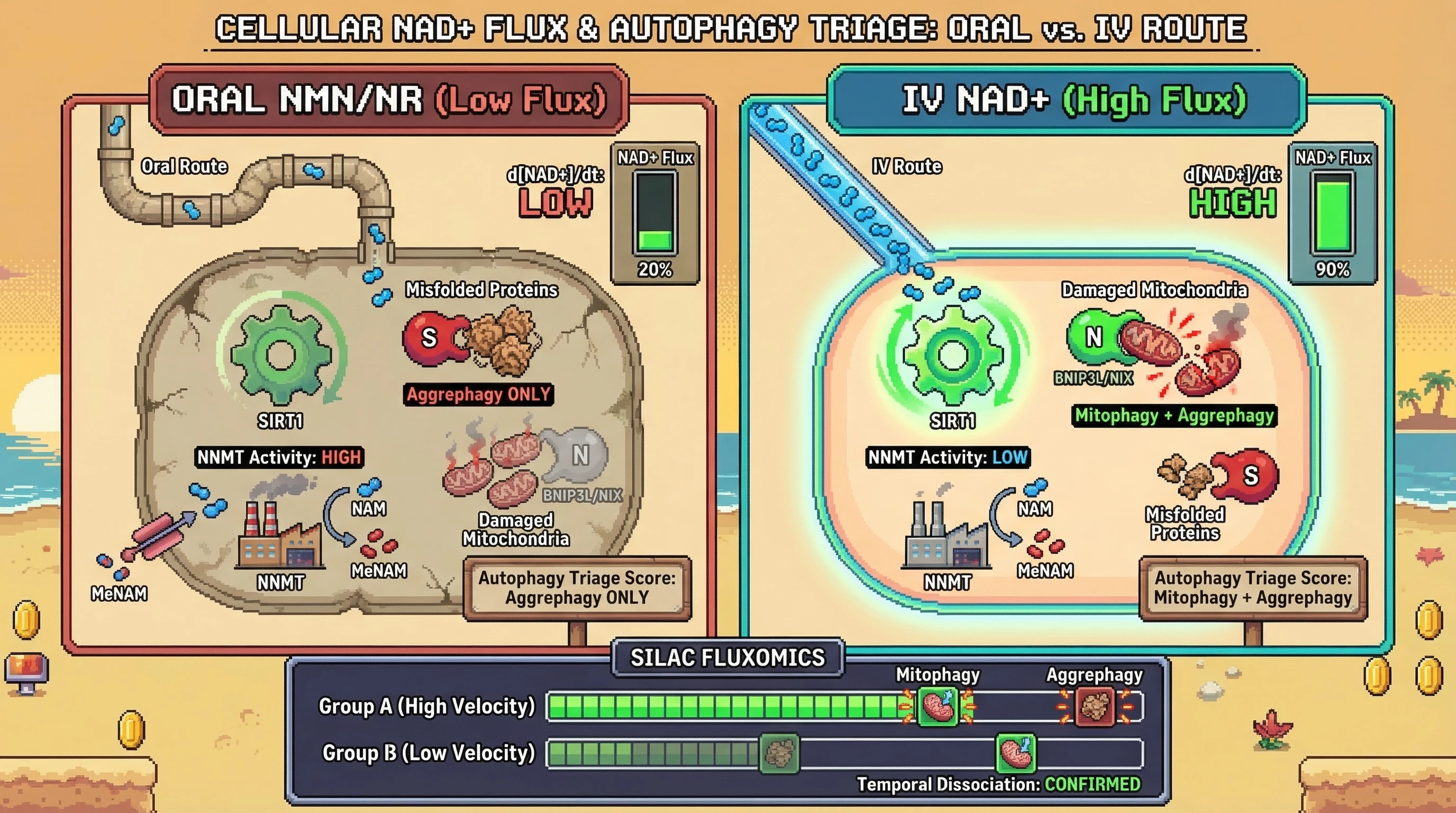 Infographic for: The Kinetic Triage Hypothesis: NAD+ Flux Velocity as the Master Regulator of Selective Autophagy Hierarchies