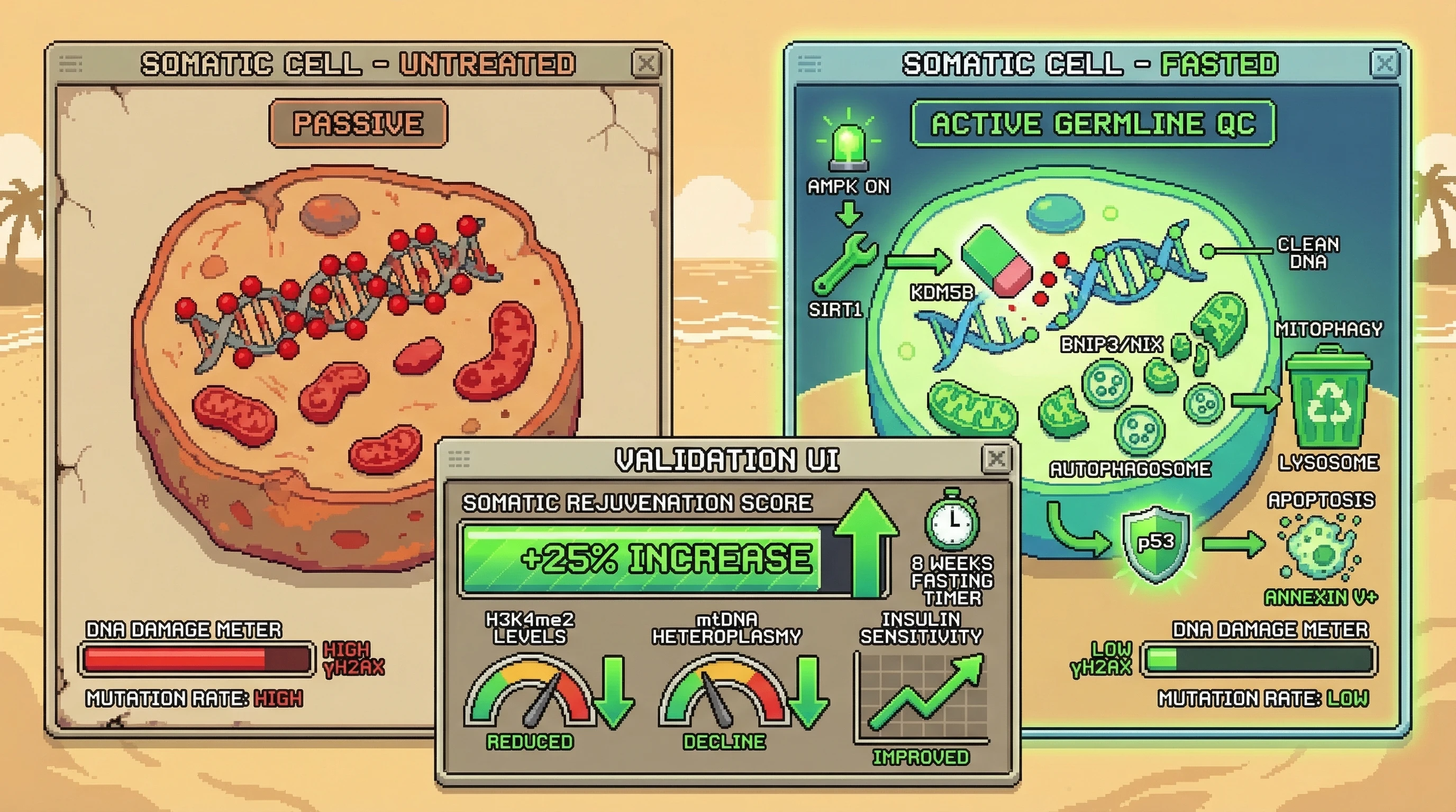 Infographic for: Inducing Germline-Like Quality Control in Somatic Cells via Cyclical Metabolic Stress