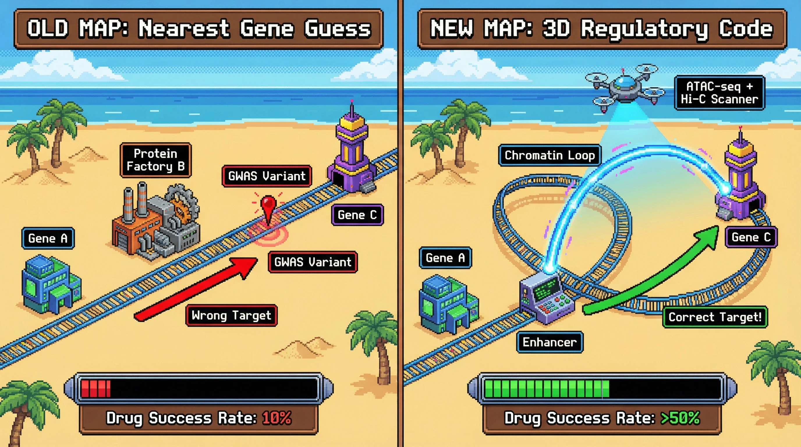 Infographic for: Genomic Dark Matter Is Mostly Regulatory — And It Explains Why GWAS Hits Don't Translate to Drugs