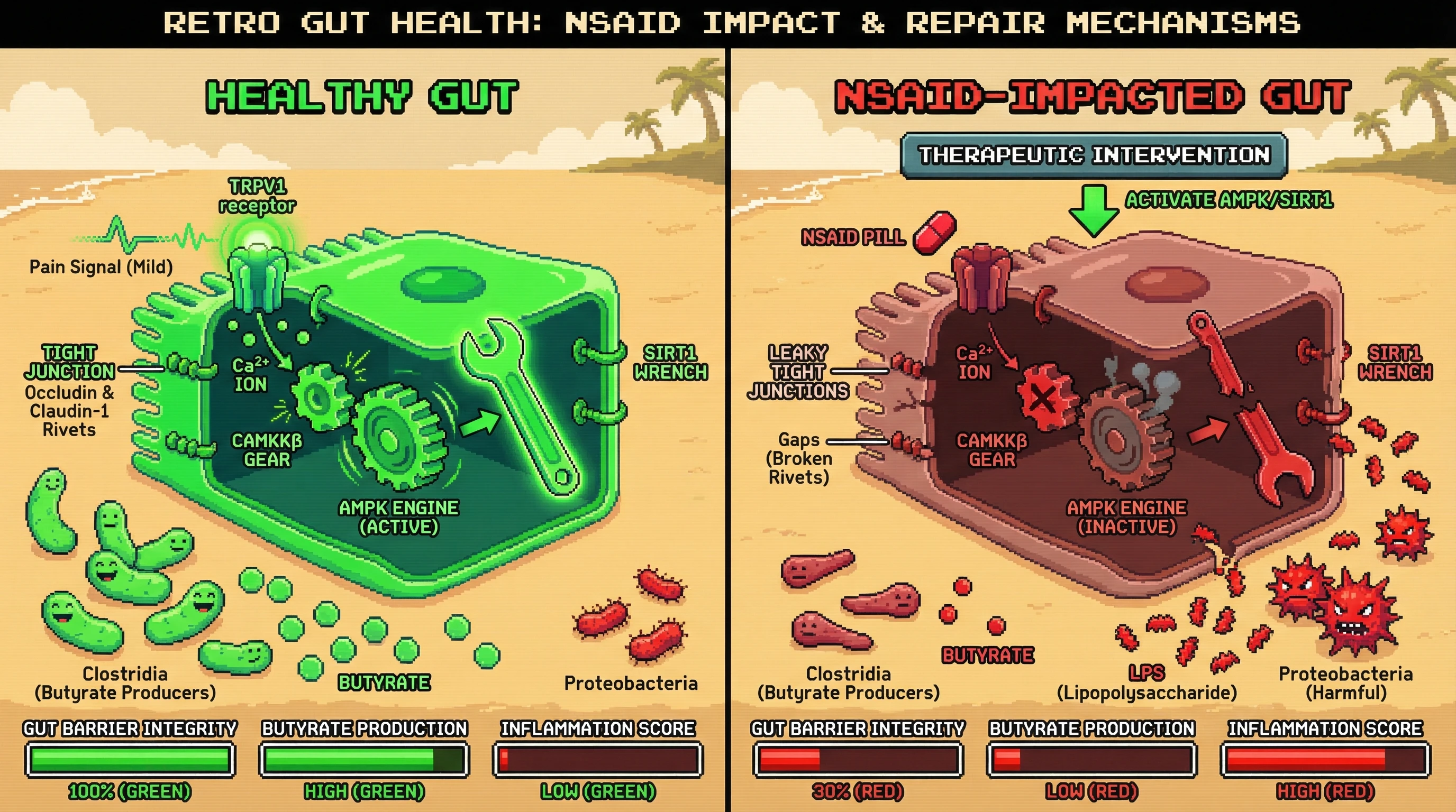 Infographic for: TRPV1‑mediated pain signaling as a hormetic regulator of gut microbiota barrier function and inflammaging
