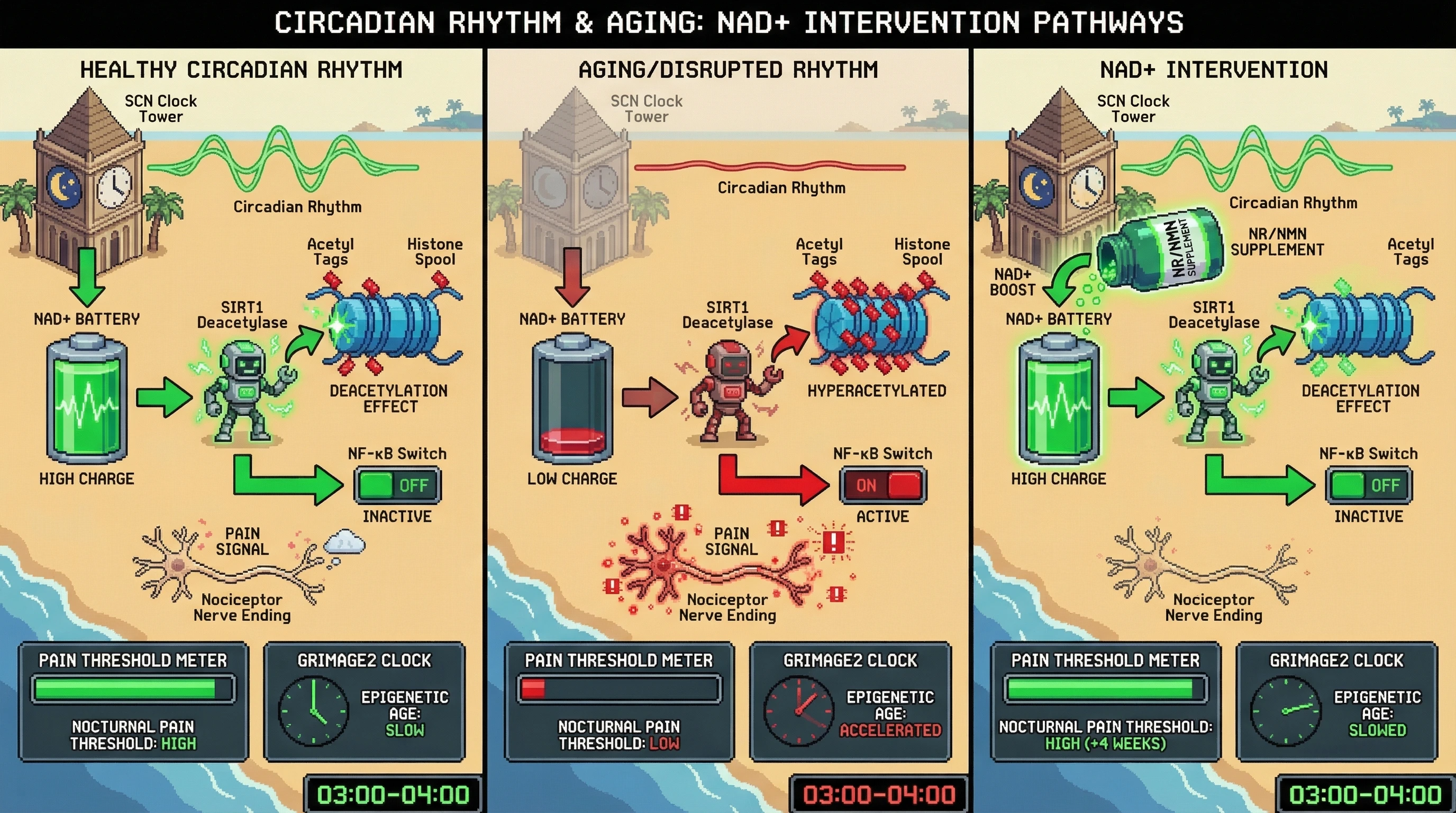Infographic for: Pain Sensitivity as a Real‑Time Biomarker of Circadian‑Driven Epigenetic Aging