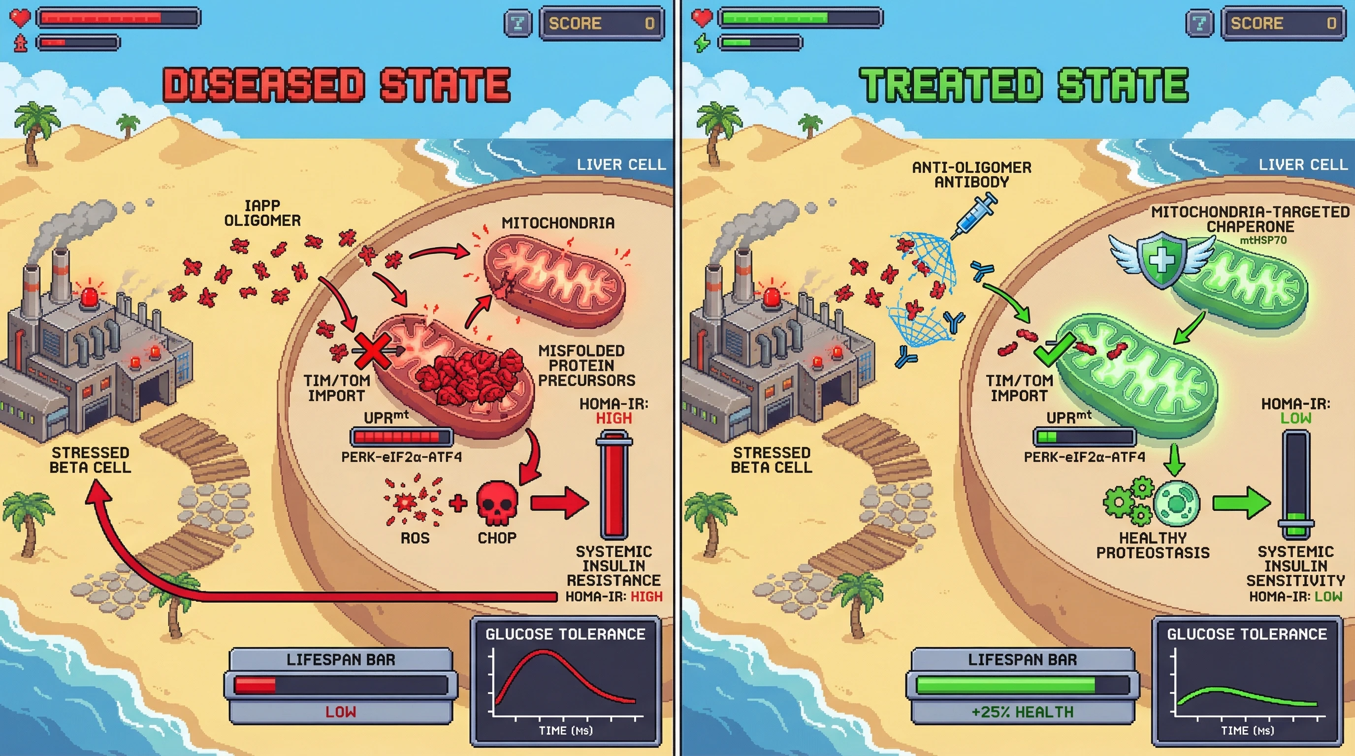 Infographic for: Cross‑tissue seeding of IAPP oligomers triggers mitochondrial UPR^mt^ activation and coordinated proteostatic failure in metabolic tissues
