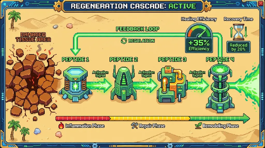 Infographic for: Repair-Chain Peptides: Sequential Activation in Tissue Regeneration