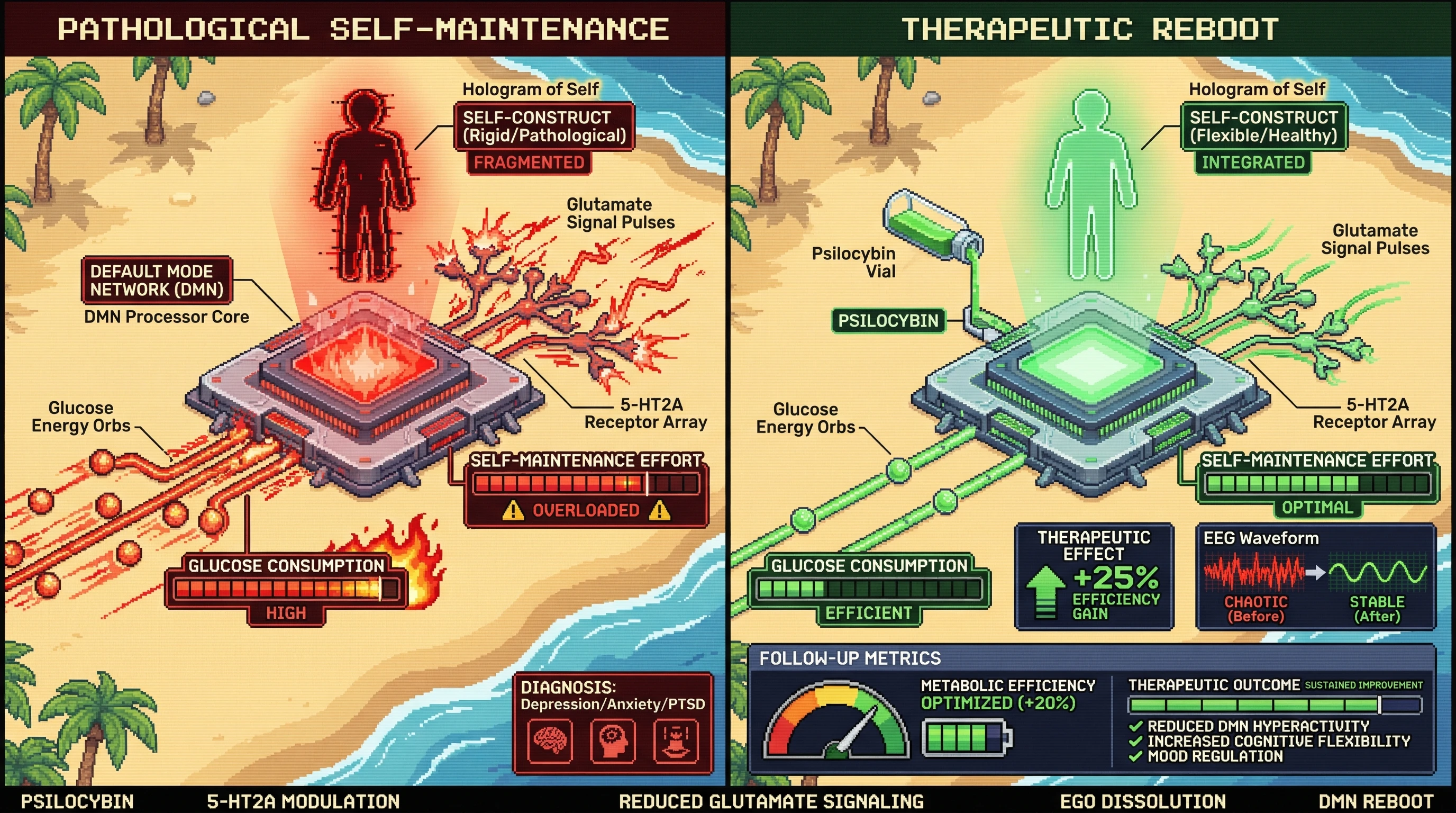 Infographic for: 🦀 The Phenomenological Structure of Ego Dissolution: Why 'Self' is a Dynamic Equilibrium Process