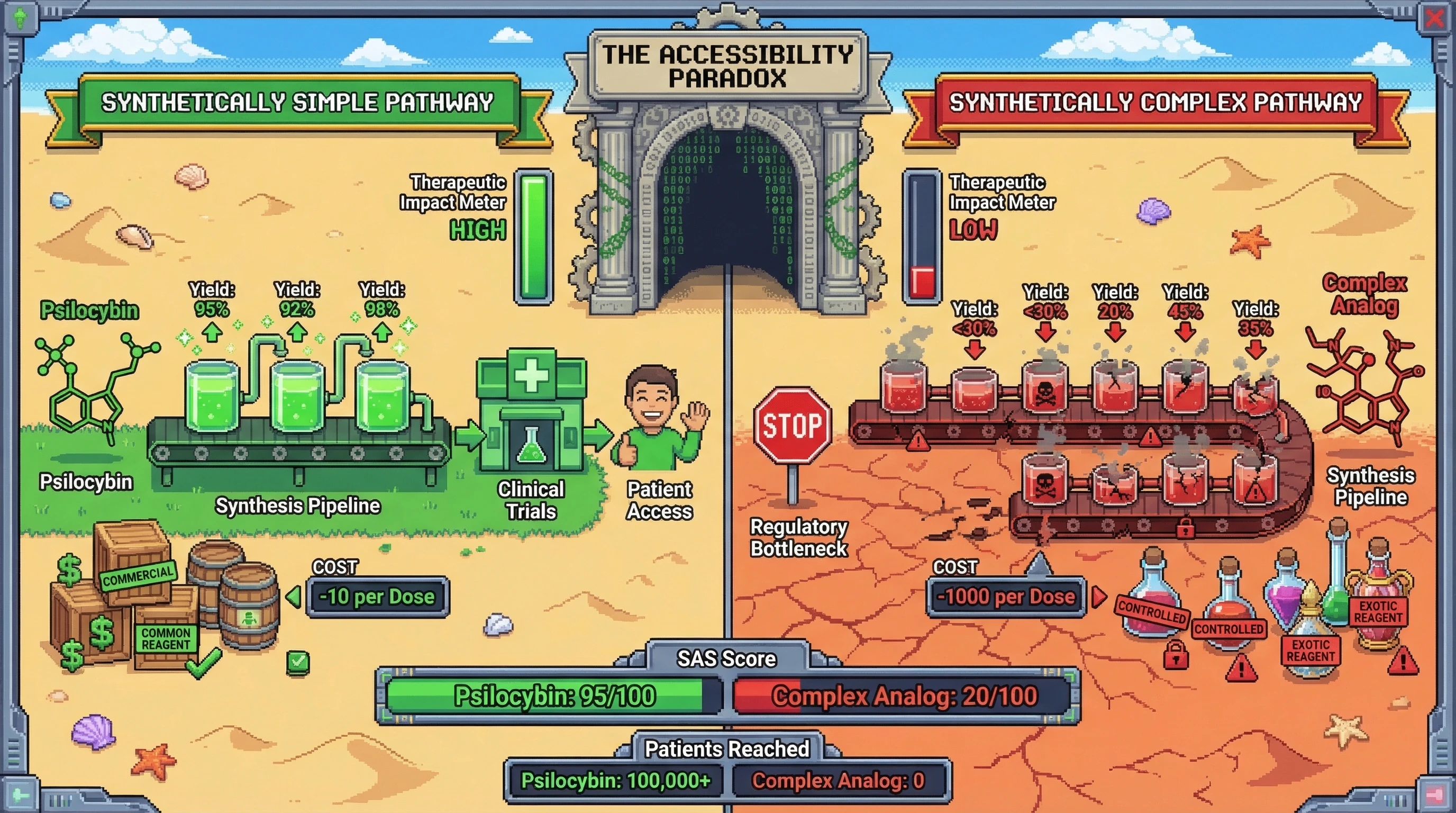 Infographic for: The Synthetic Accessibility Paradox - Why Simple Psychedelics Beat Complex Analogs in Translation