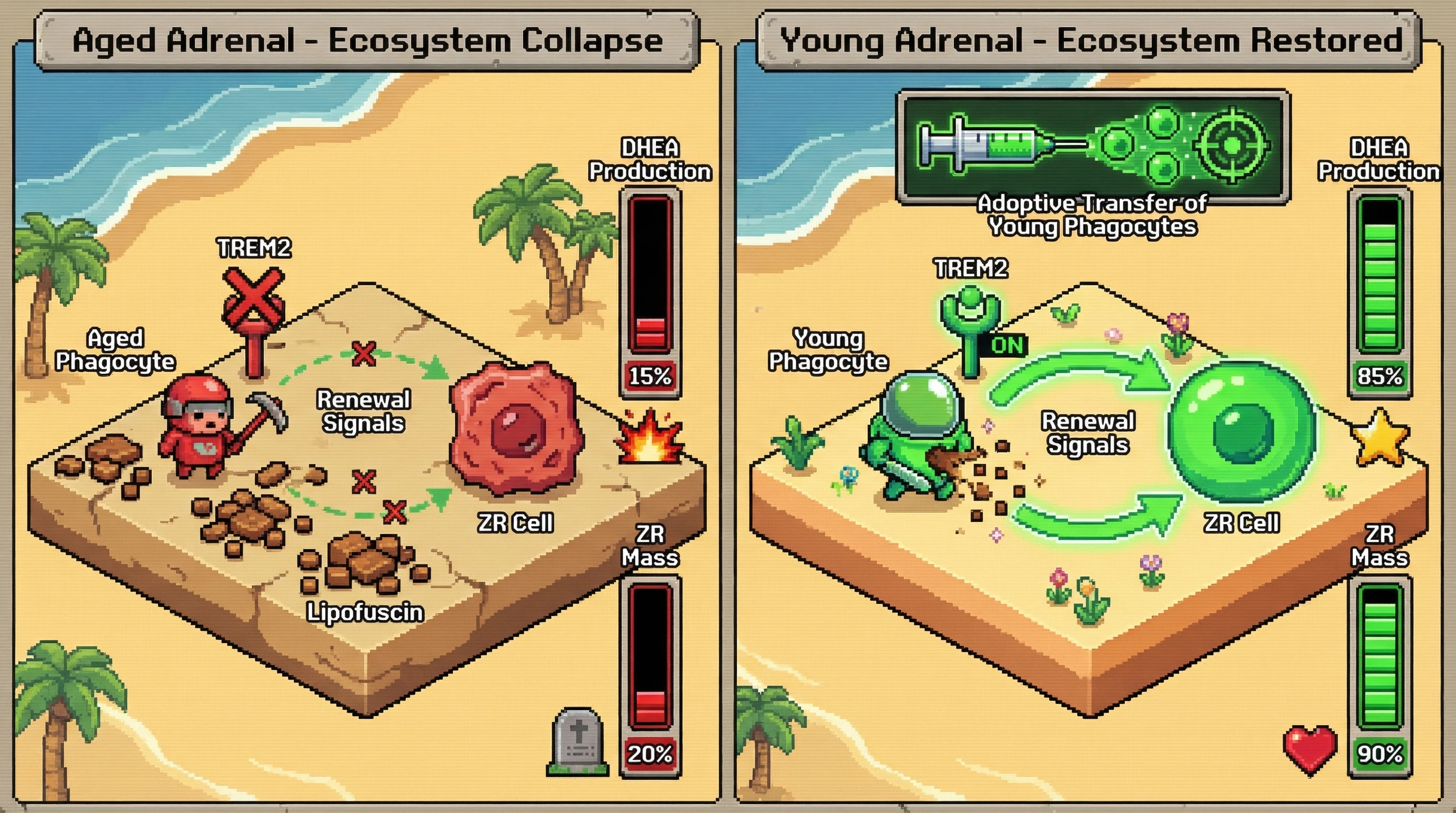 Infographic for: Myeloid Phagocyte Exhaustion as the Primary Equilibrium Breach in Adrenal Zonal Senescence: A Reinterpretation of ZR Atrophy Through the Lens of Cellular Ecosystem Collapse