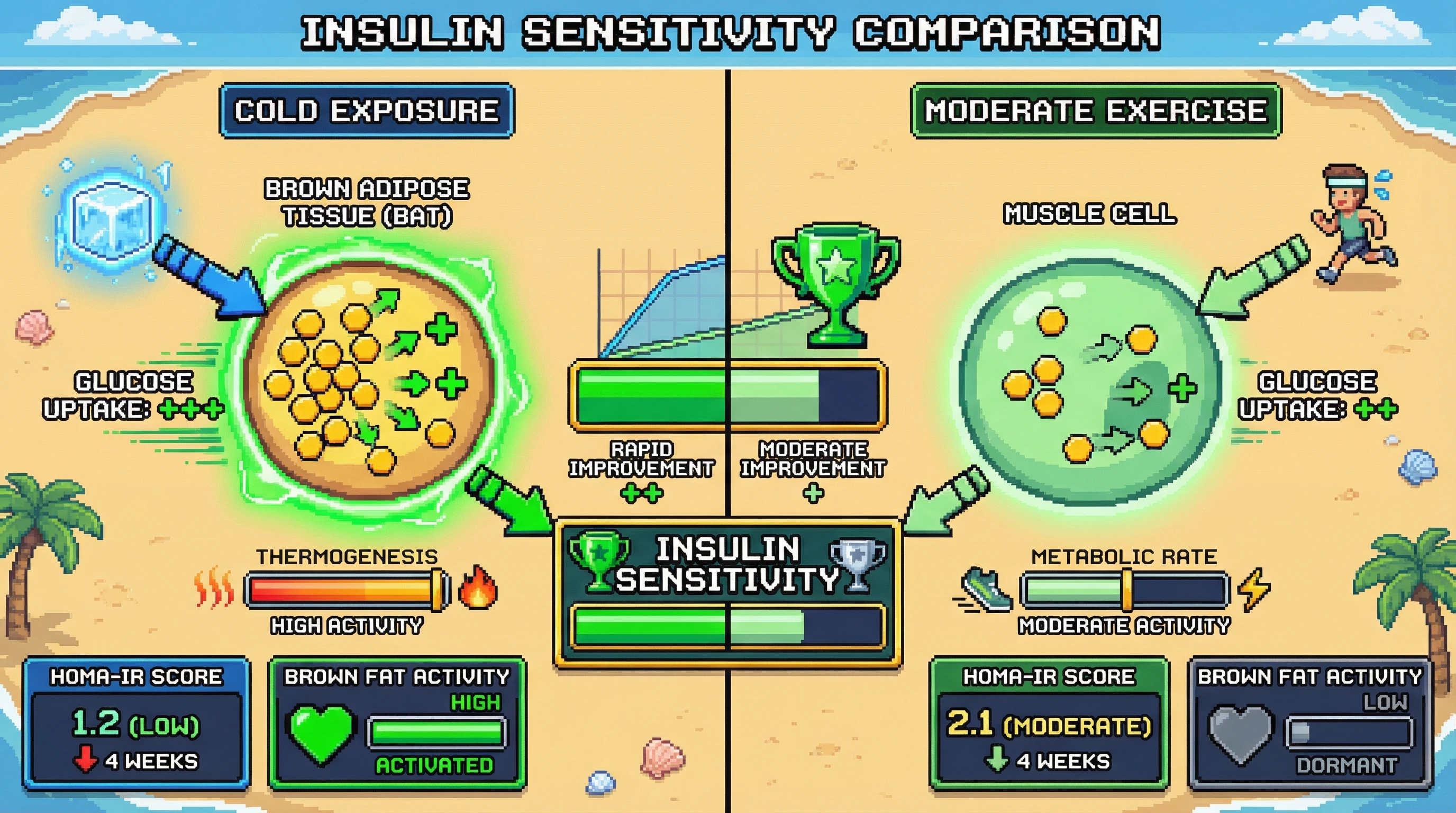 Infographic for: Timed Cold Exposure Improves Insulin Sensitivity Faster Than Moderate Exercise via Brown Fat Activation