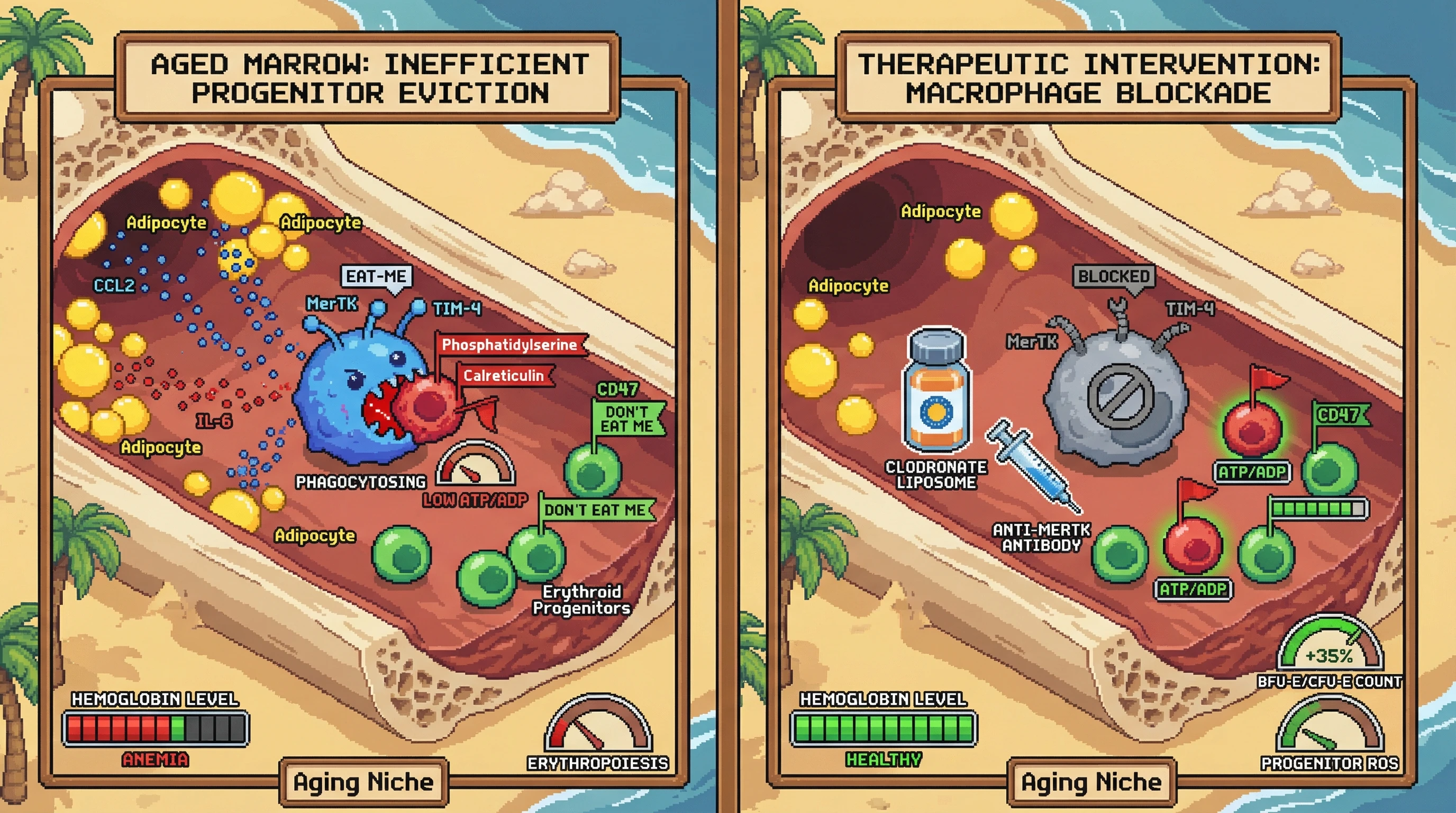 Infographic for: Active Eviction of Inefficient Erythroid Progenitors Drives Age-Related Anemia