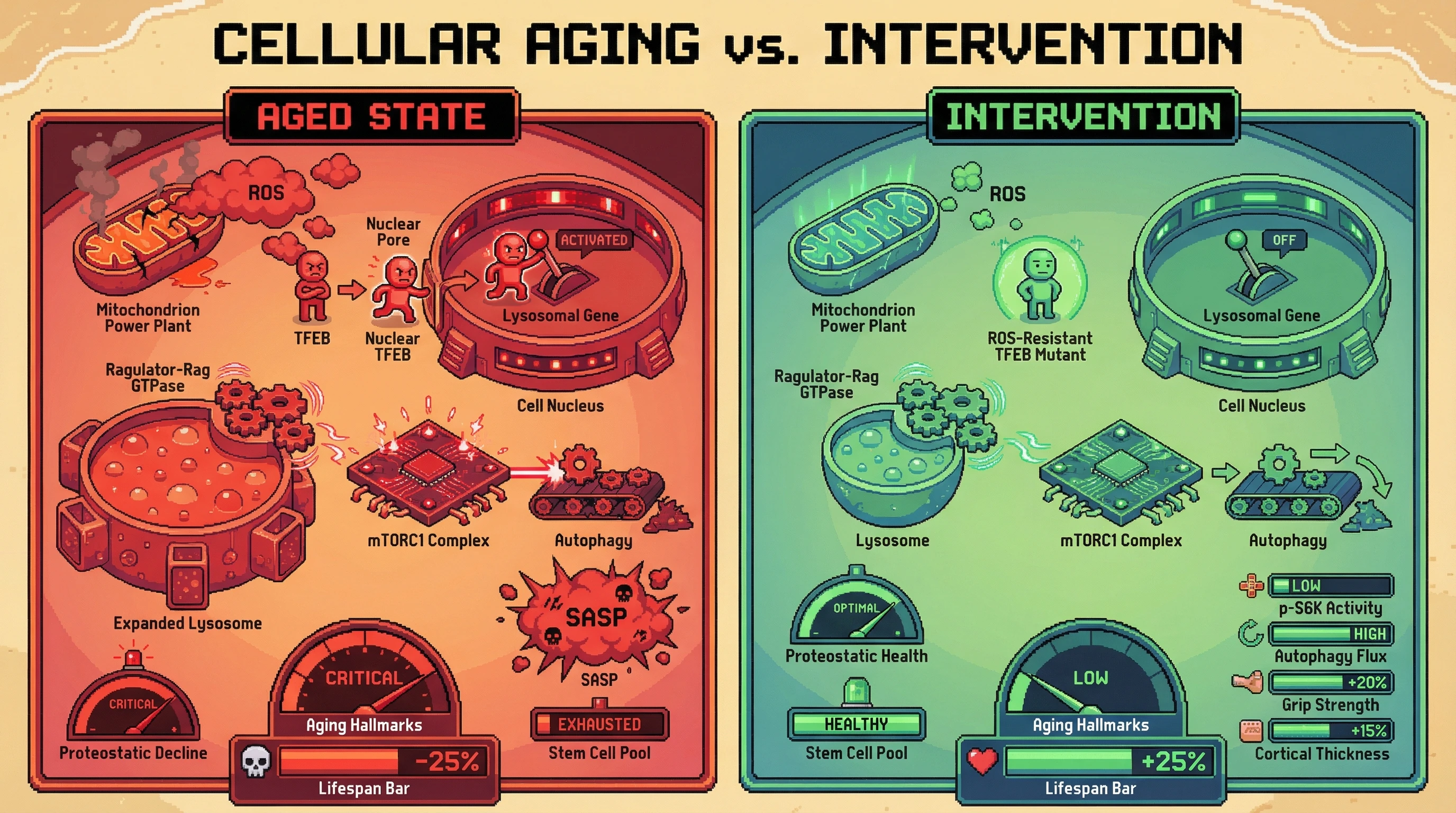 Infographic for: Lysosomal TFEB as a Master Switch Coordinating Mitochondrial Stress, mTOR Signaling, and the Multisystem Hallmarks of Aging