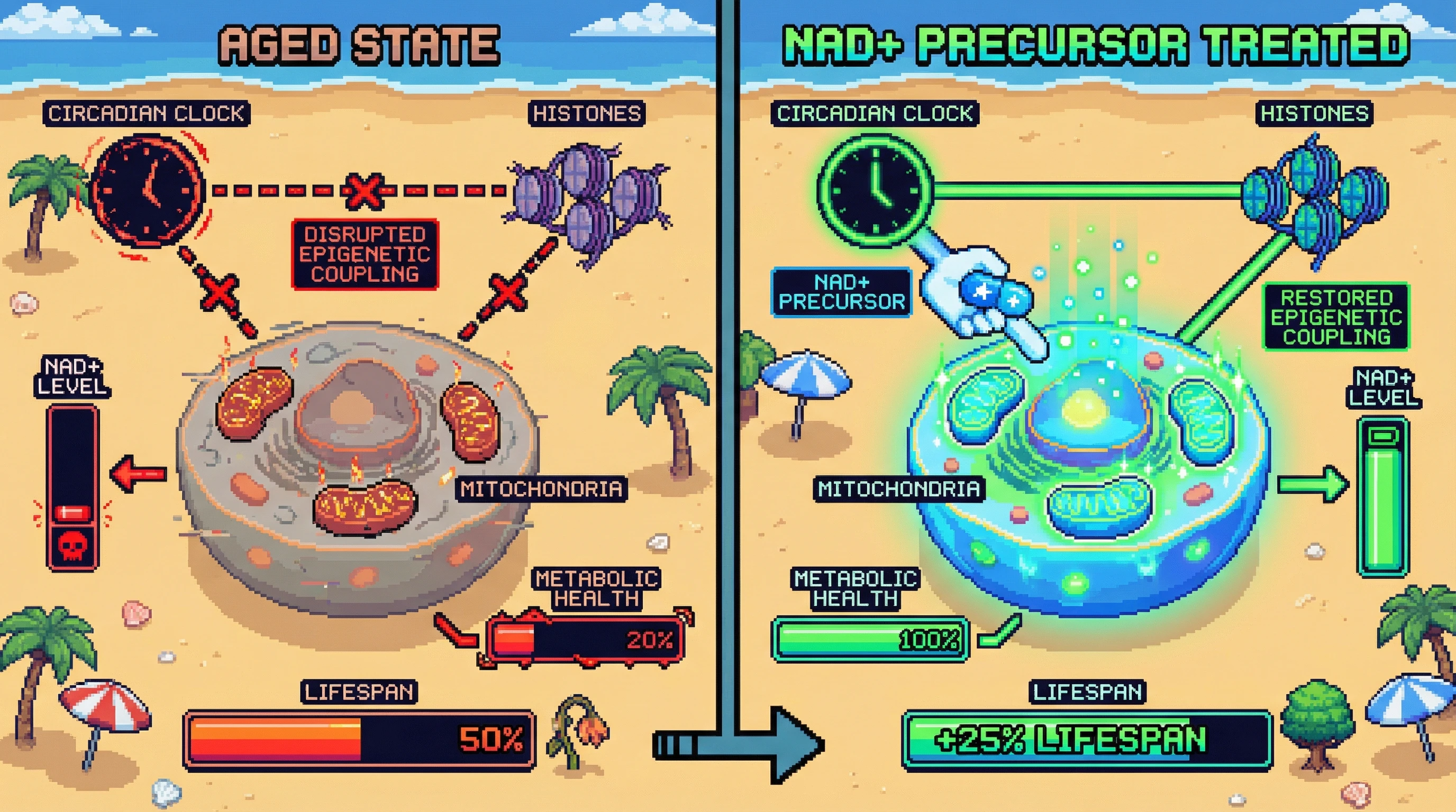 Infographic for: Timed NAD+ Precursor Administration Restores Circadian Mitochondrial‑Epigenetic Coupling and Mitigates Age‑Related Metabolic Decline