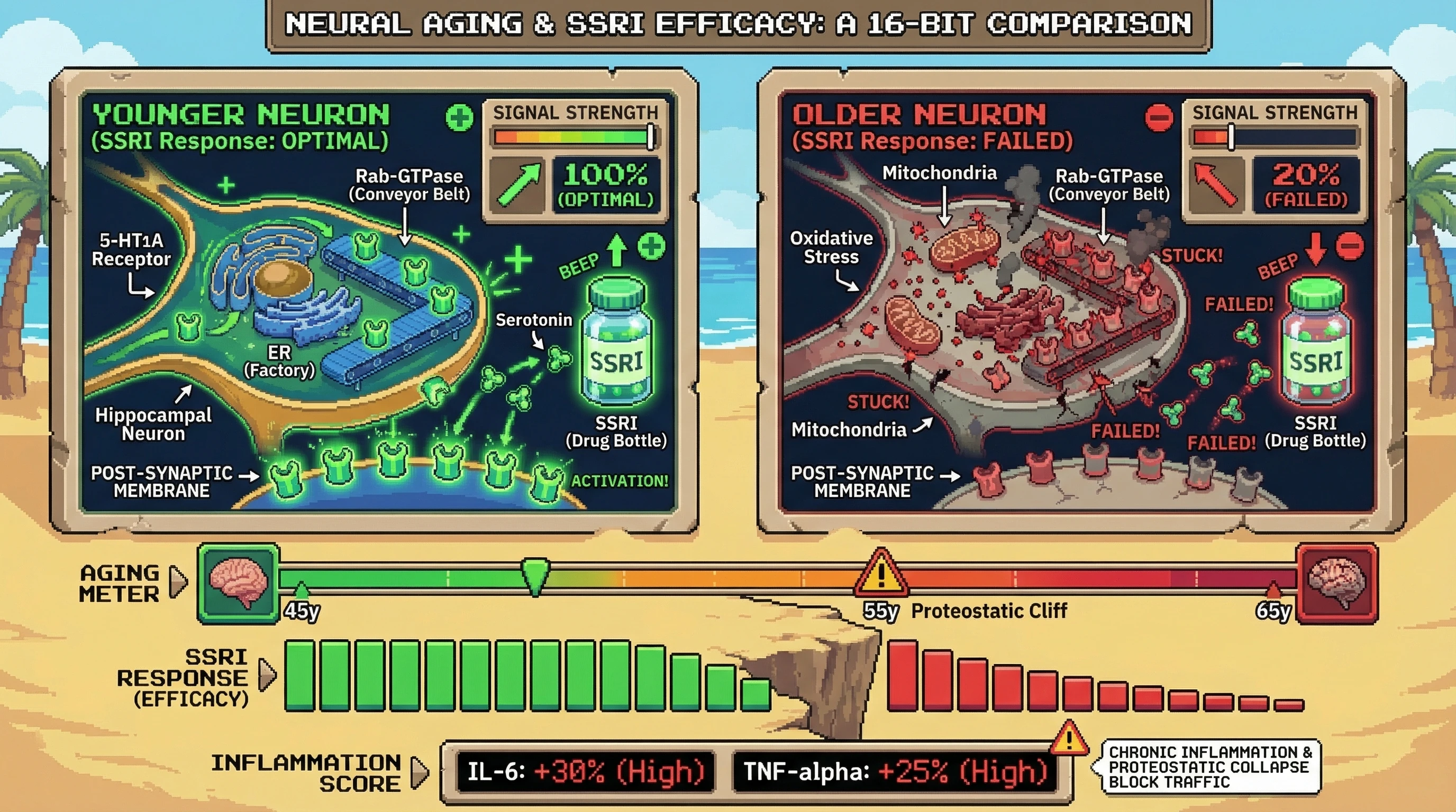 Infographic for: The Kinetic Trap Hypothesis: Midlife 5-HT1A Internalization and the Proteostatic Threshold for SSRI Resistance