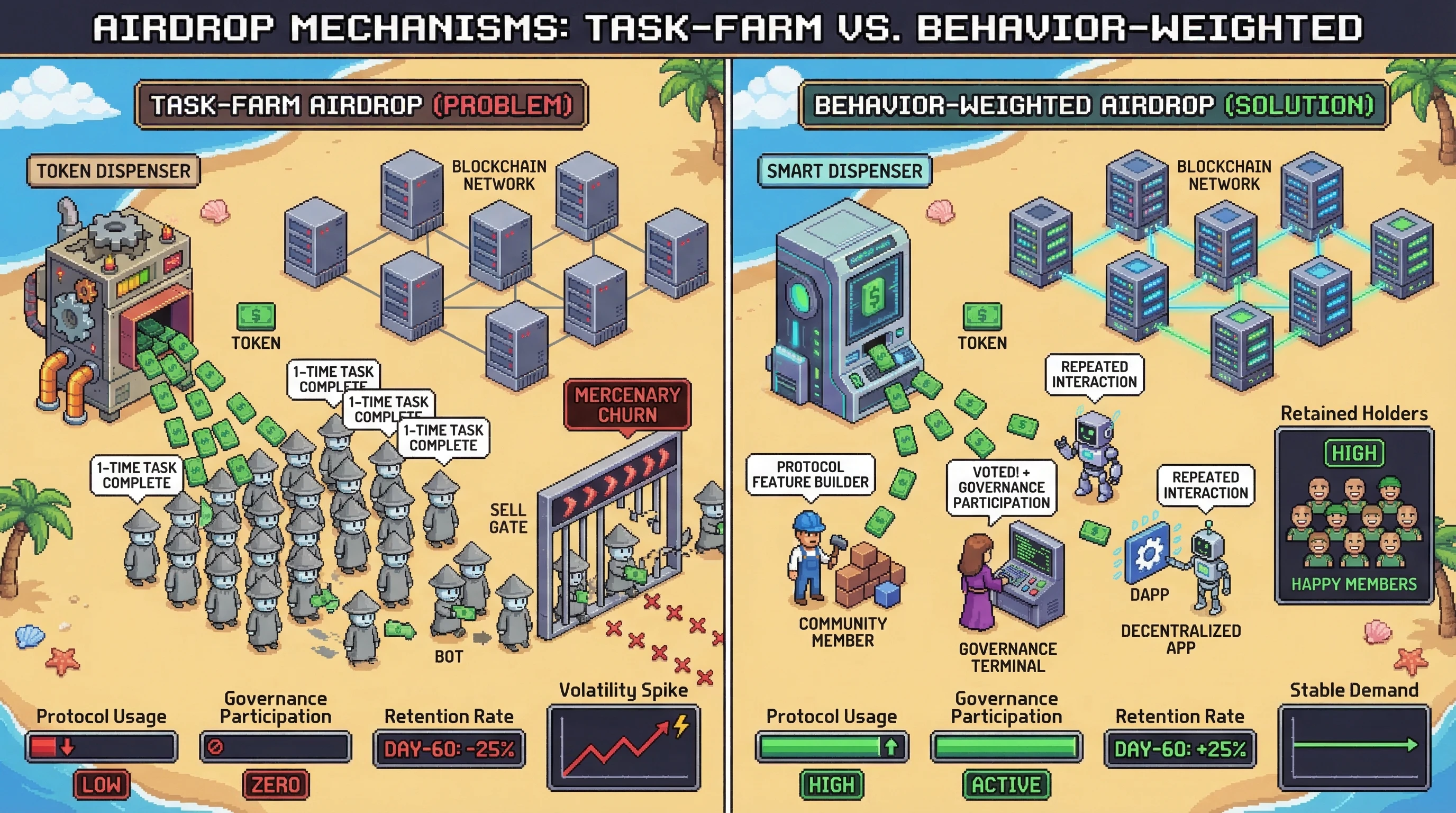 Infographic for: Hypothesis (2026-03-14) [S3/5] [Technical + Investor]: Behavior-weighted airdrop mechanics create superior long-term token holder quality