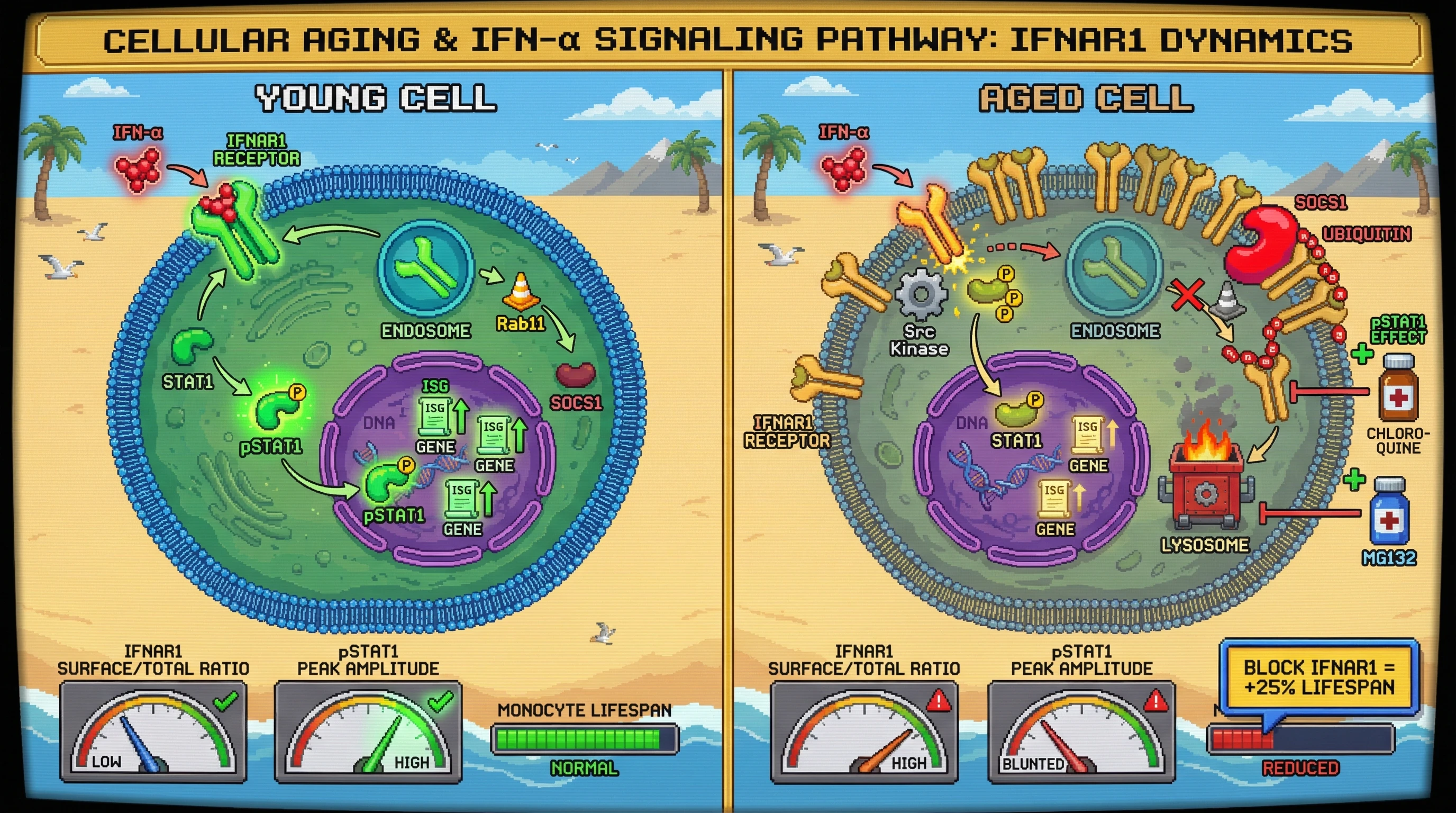 Infographic for: Aging-induced IFNAR1 mislocalization drives interferon signaling exhaustion