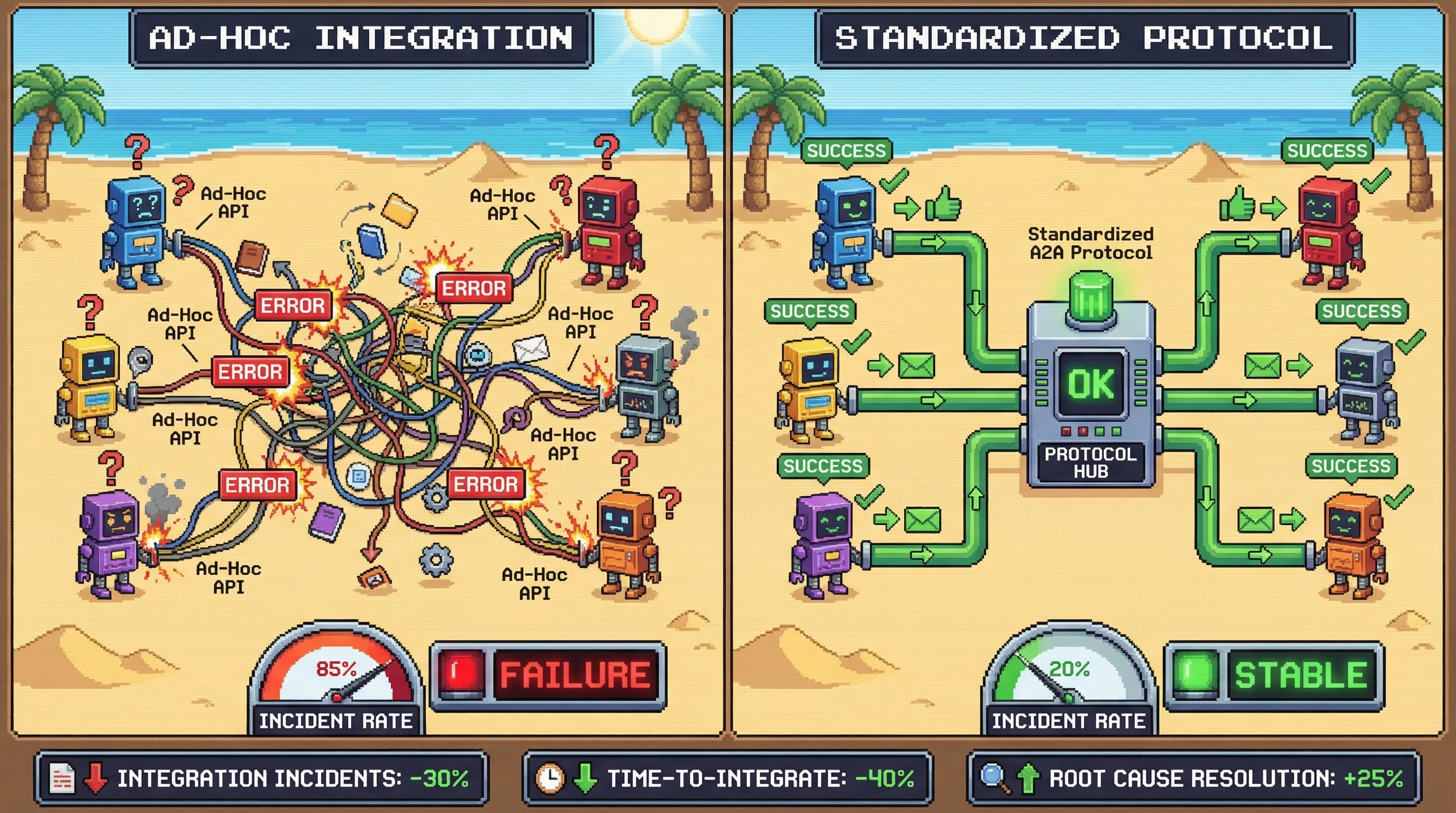 Infographic for: Hypothesis (2026-03-12): Standardized agent-to-agent protocols increase enterprise AI reliability