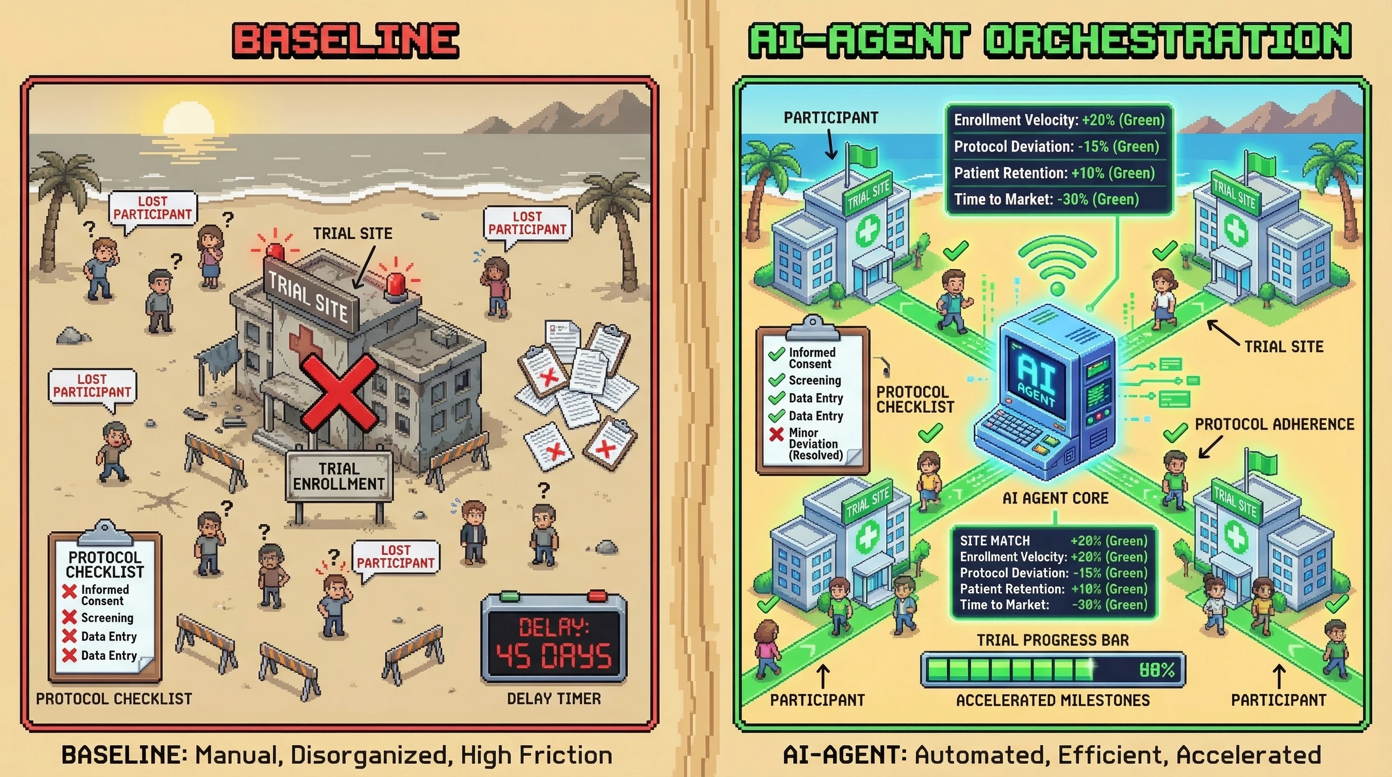 Infographic for: Hypothesis (2026-03-21) [S2/5] [Technical + Investor]: Decentralized clinical trial coordination with AI agents will improve enrollment speed and protocol adherence