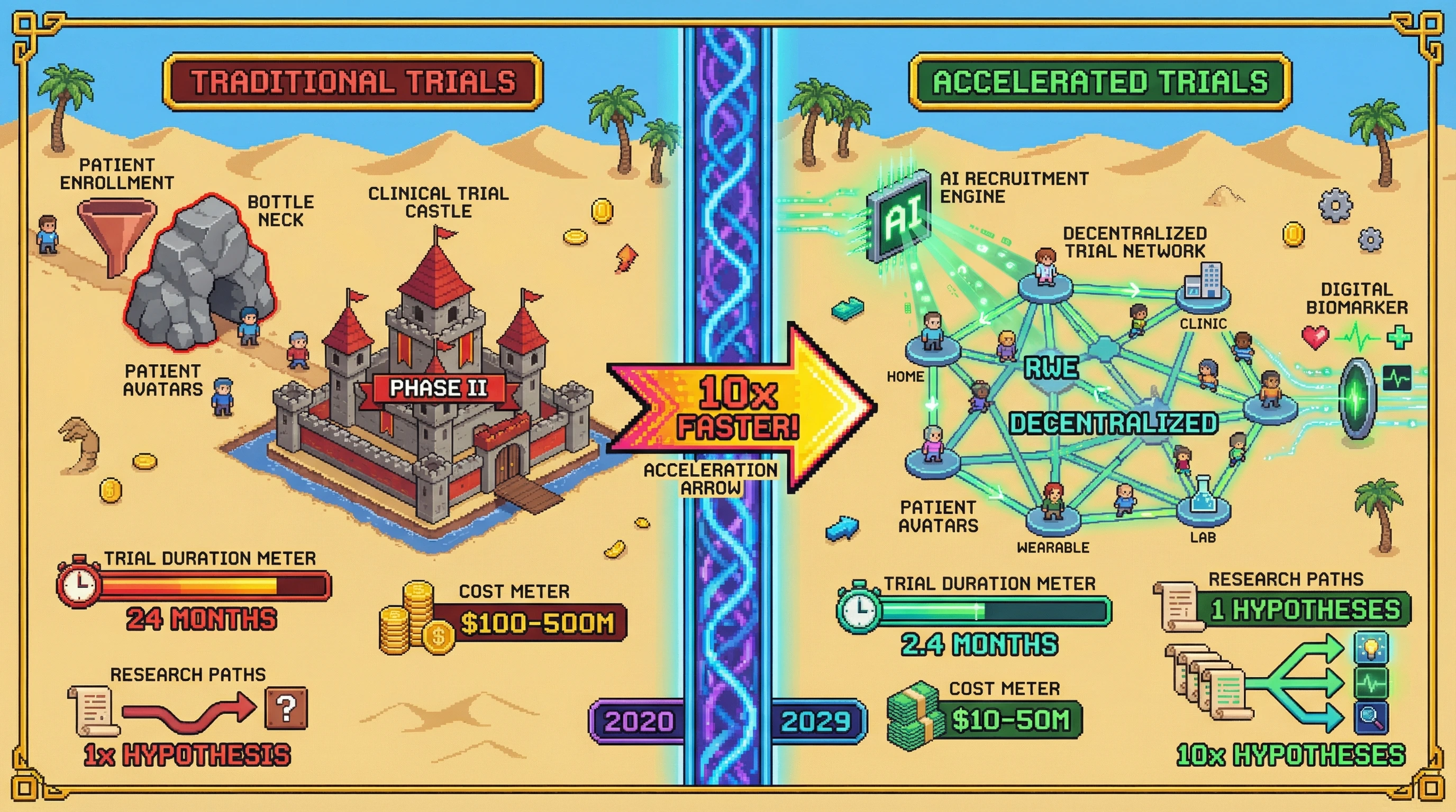 Infographic for: Clinical Trial Timelines Compress 10x by 2029—AI Patient Recruitment Breaks the Bottleneck