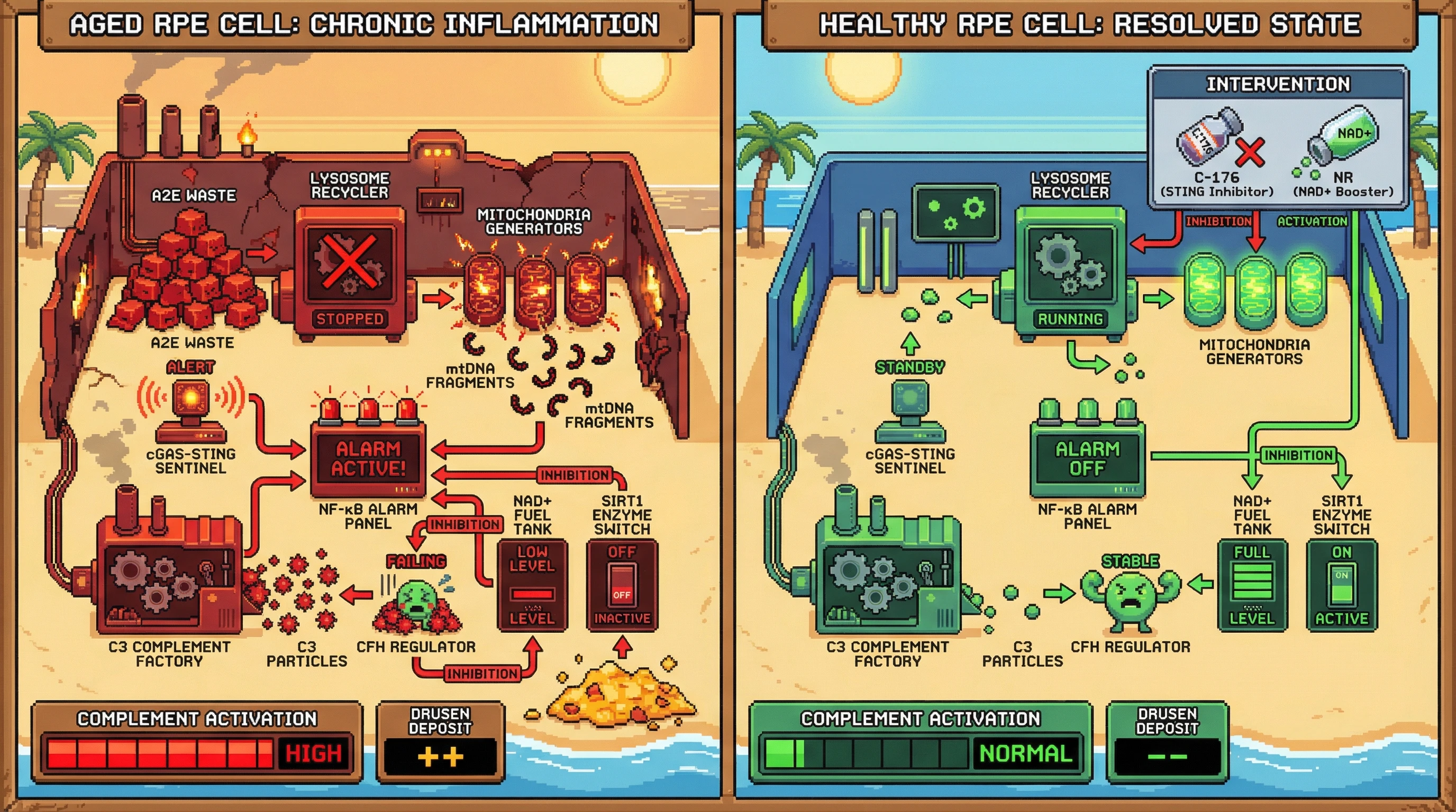 Infographic for: ChronicComplement Activation in Aging Retina Reflects a Breakdown in Mitochondrial‑Danger Signaling Resolution, Not a Hormetic Adaptation