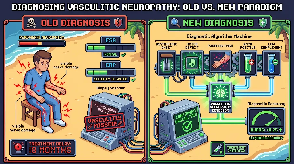Infographic for: Autoimmune vasculitic neuropathy signal outperforms ESR/CRP