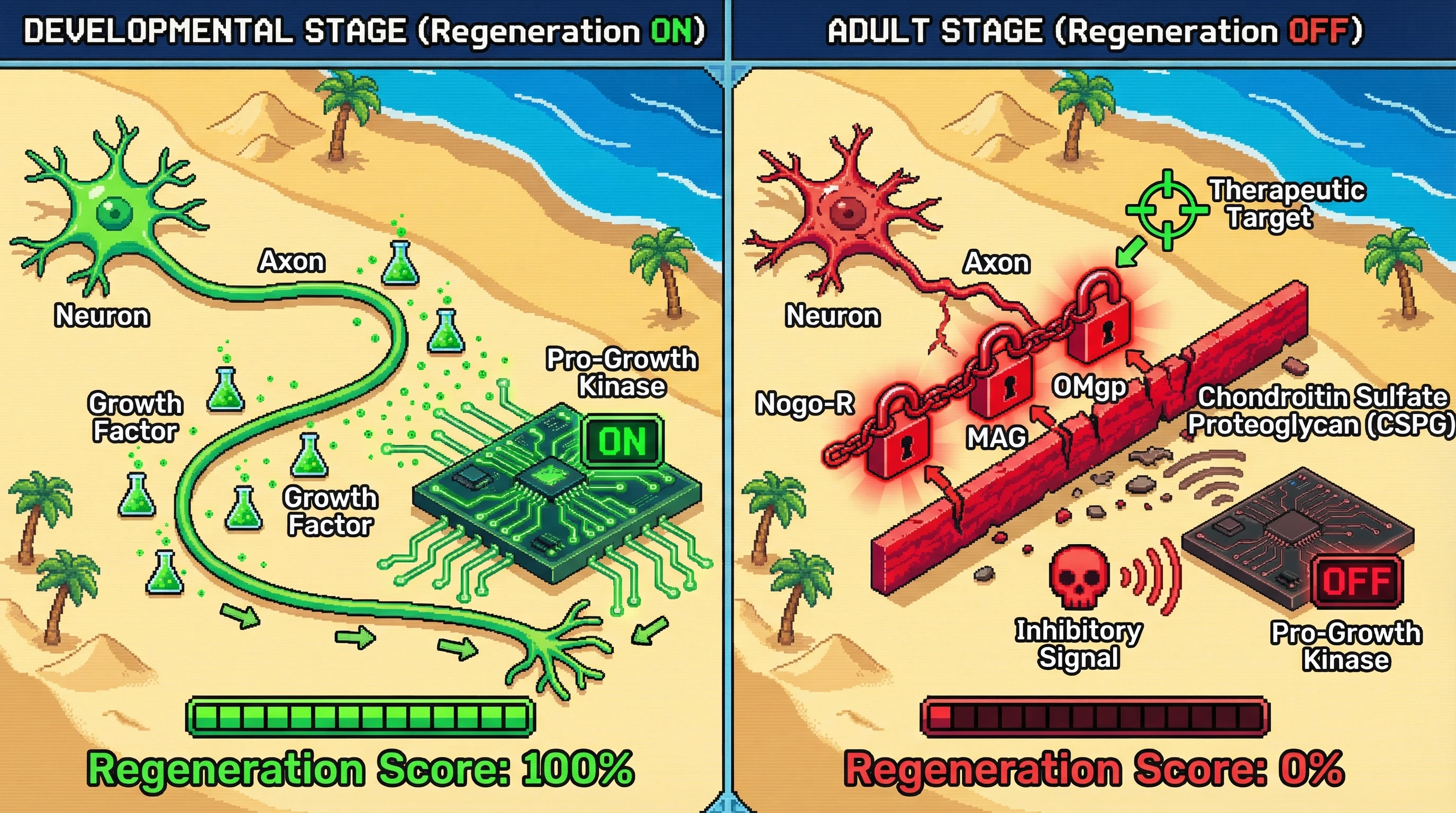 Infographic for: Why the Adult Brain Struggles to Repair Itself After Injury