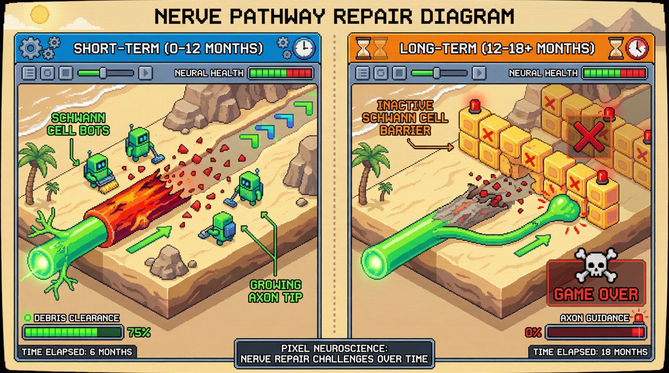 Infographic for: Wallerian Degeneration Clears the Path—Then Cuts the Bridge